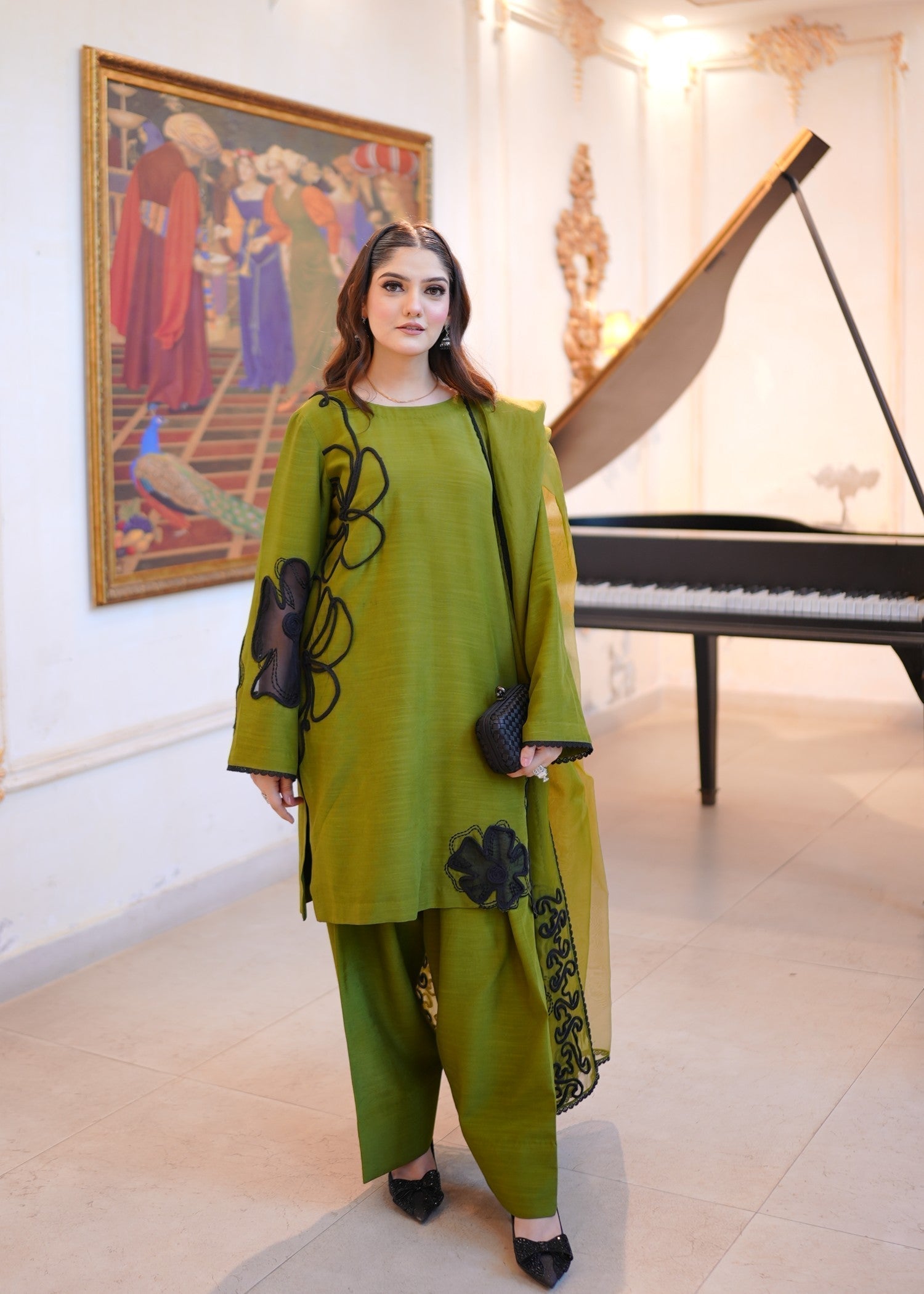 Fozia Khalid Olive Women 3pcs