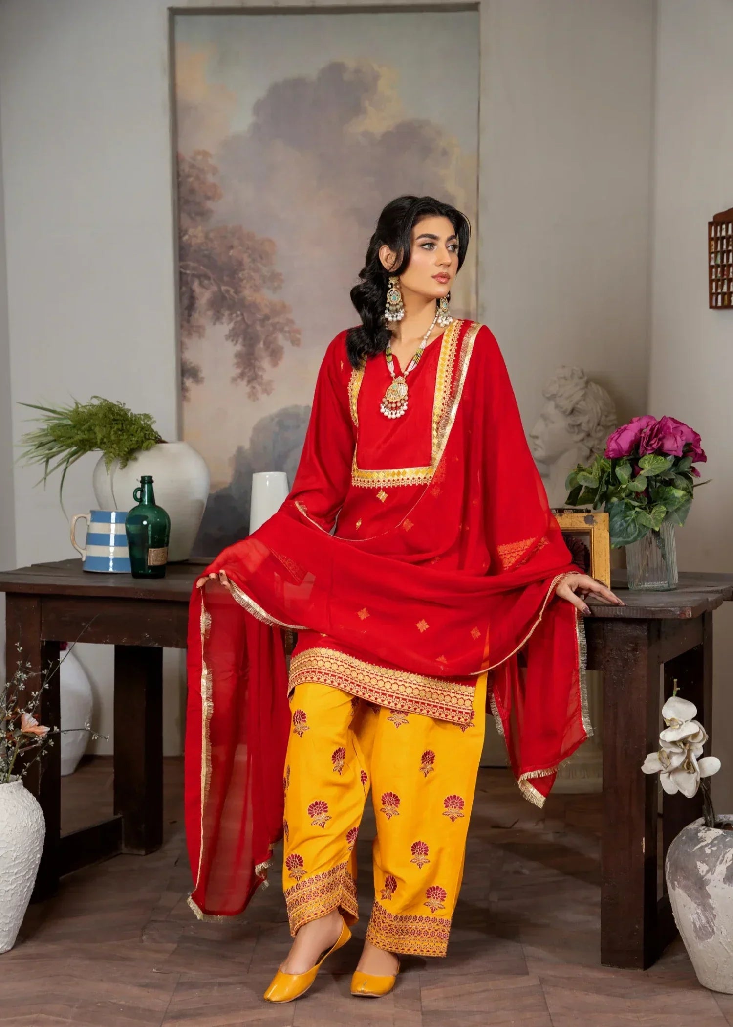 Akhrot Clothing Red Y Women 3pcs