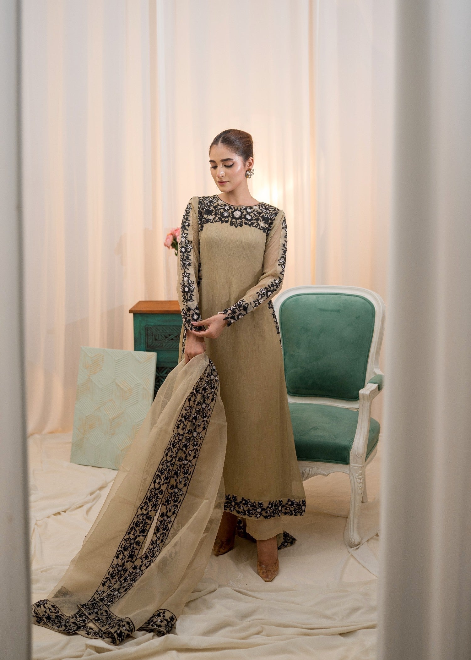 Alyssa BEIGE TAIL SUIT ALL303 Women 3pcs