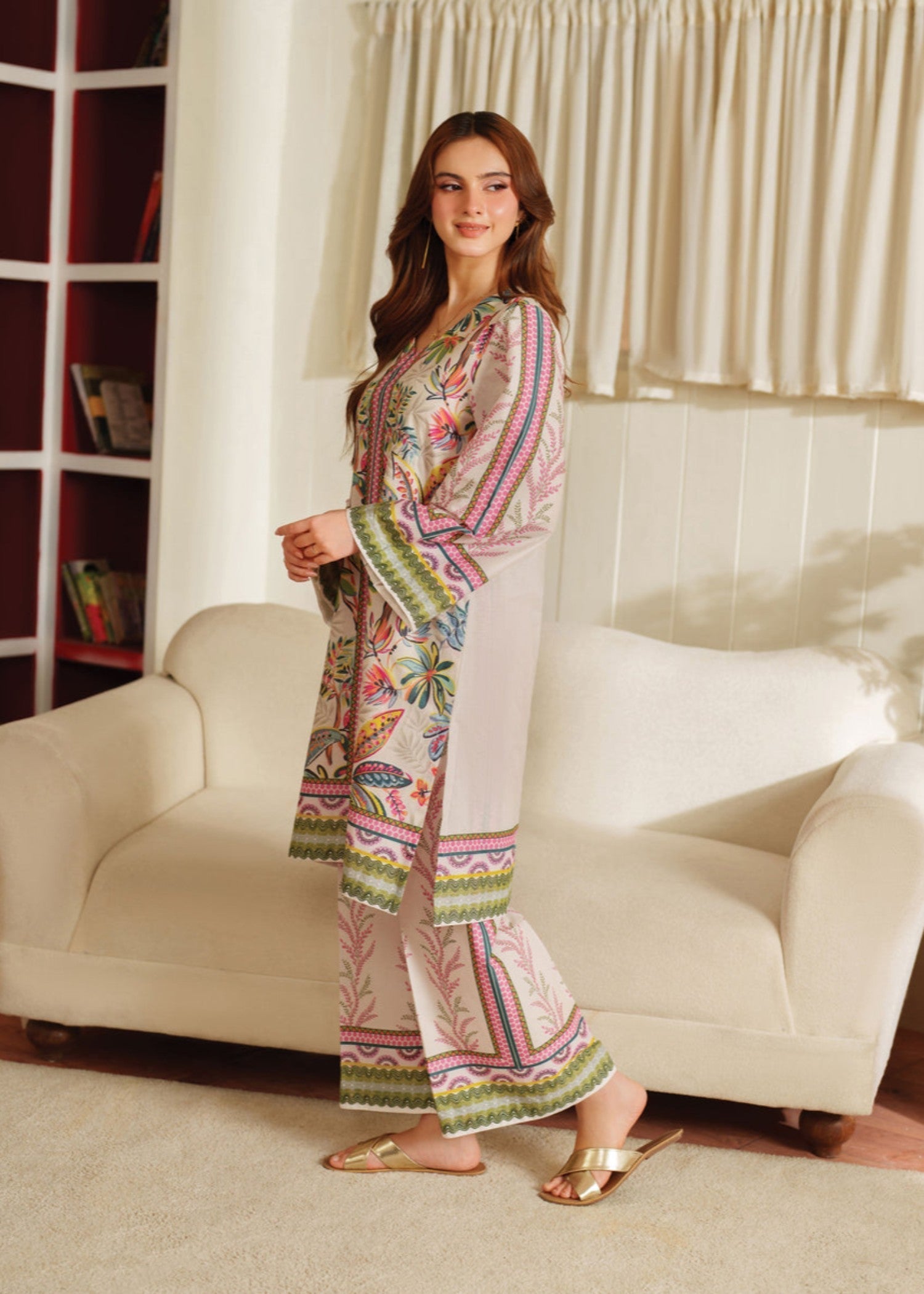 Midway Arts "Ballet – Pastel Charm Shamoze Suit | Elegant Printed Co ord Set" Women 2pcs