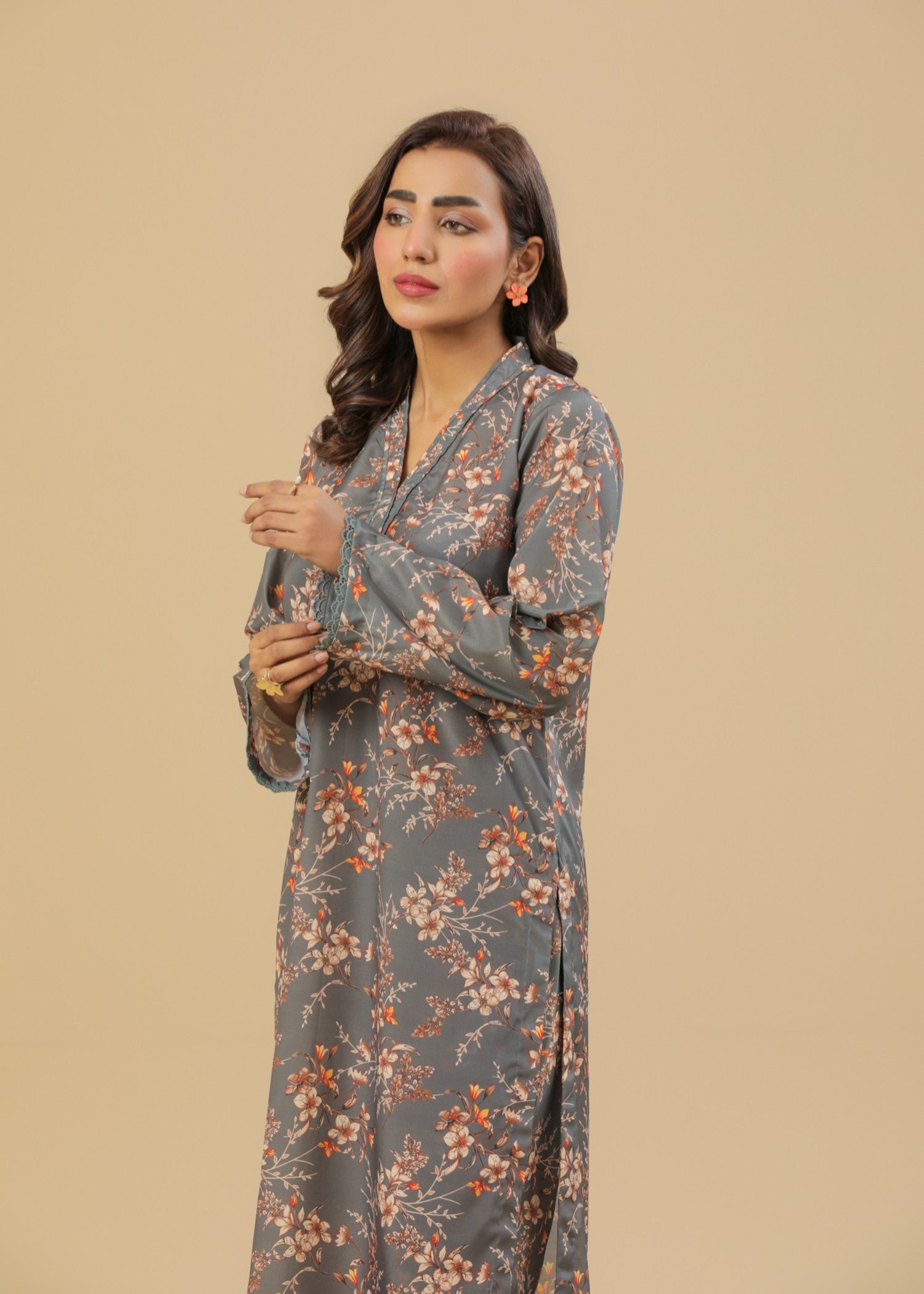 Zenyre Grey Lily Printed Set Women 2pcs