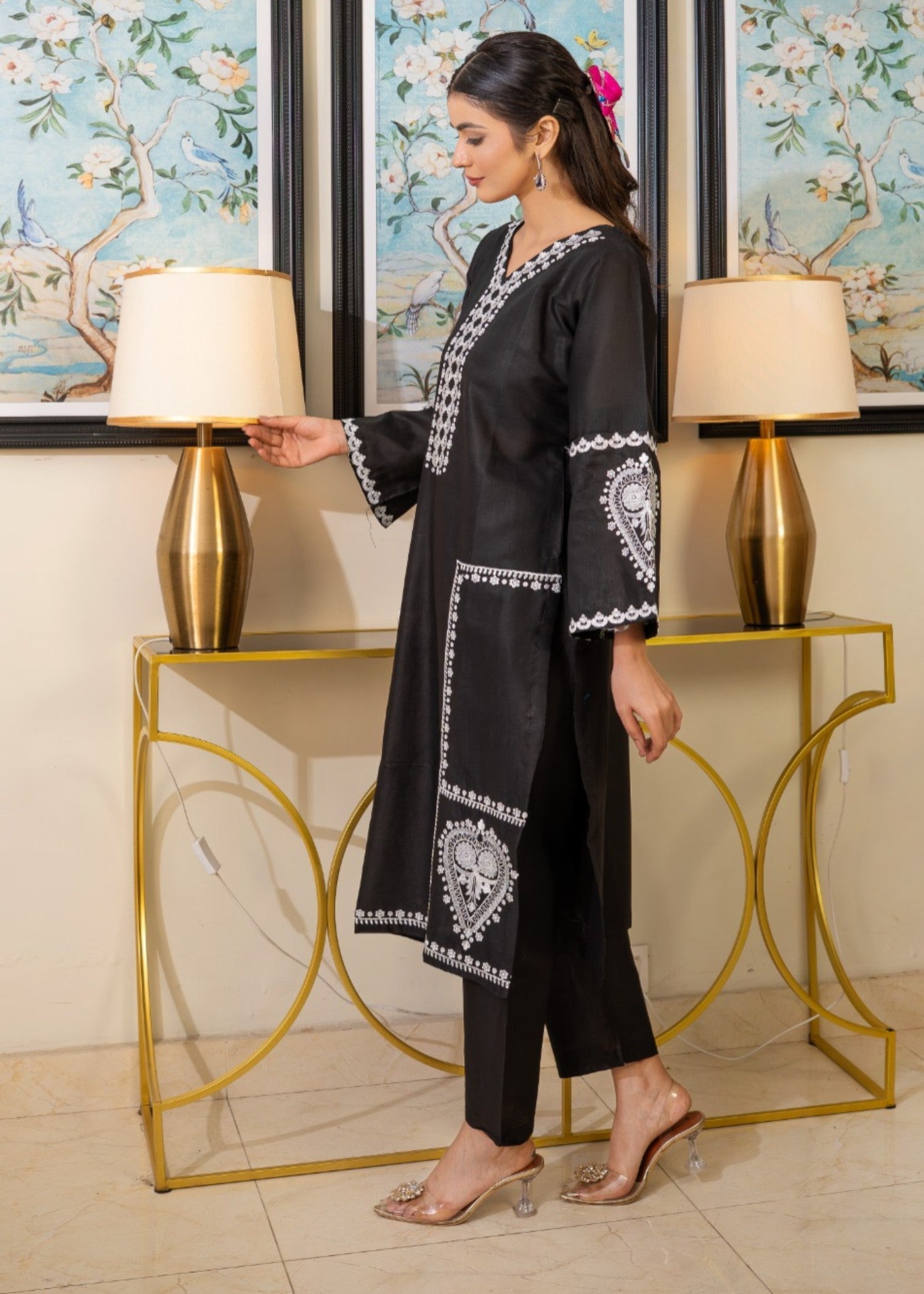 Tehzeeb Libas BLACK SPARKLE EMBROIDERED Women 2pcs