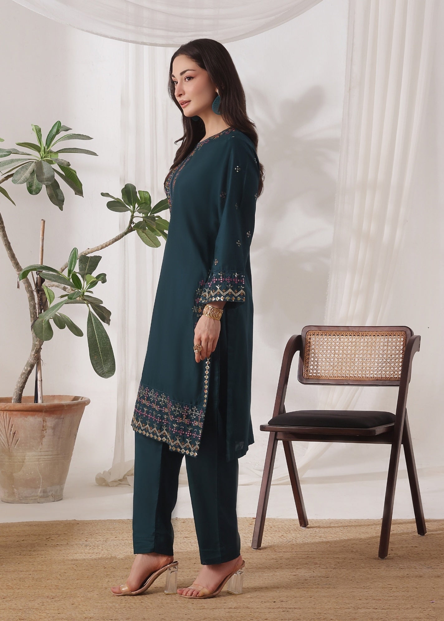 Ayra Pret Mehar Dark Forest Green Women 2pcs