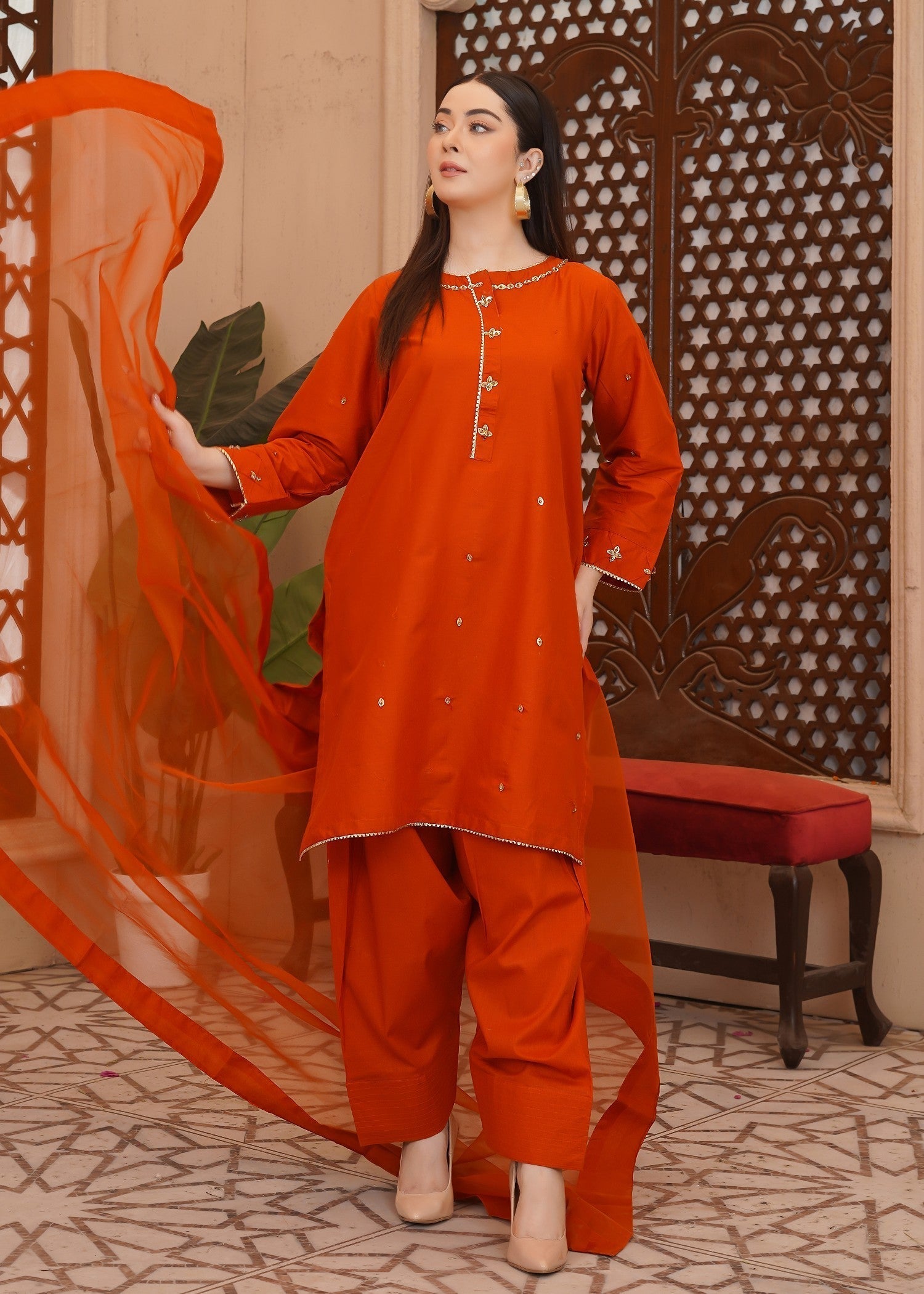 Waniya Awais WAF D7 (Farshi Shalwar) Women 3pcs