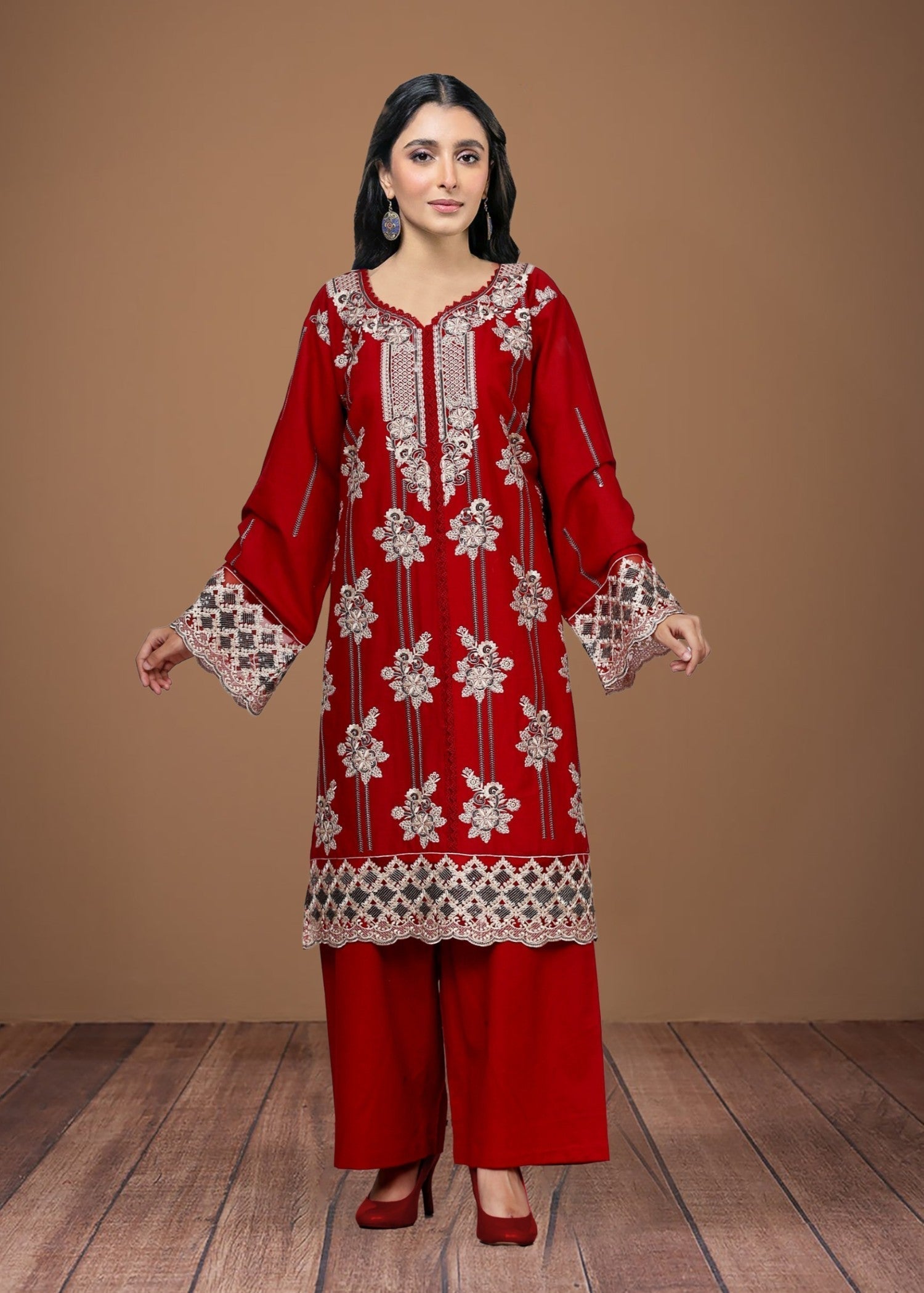 Esha Sehgal Studio Women Formal Dresses Blood red Vol1 Code021 Women 2pcs