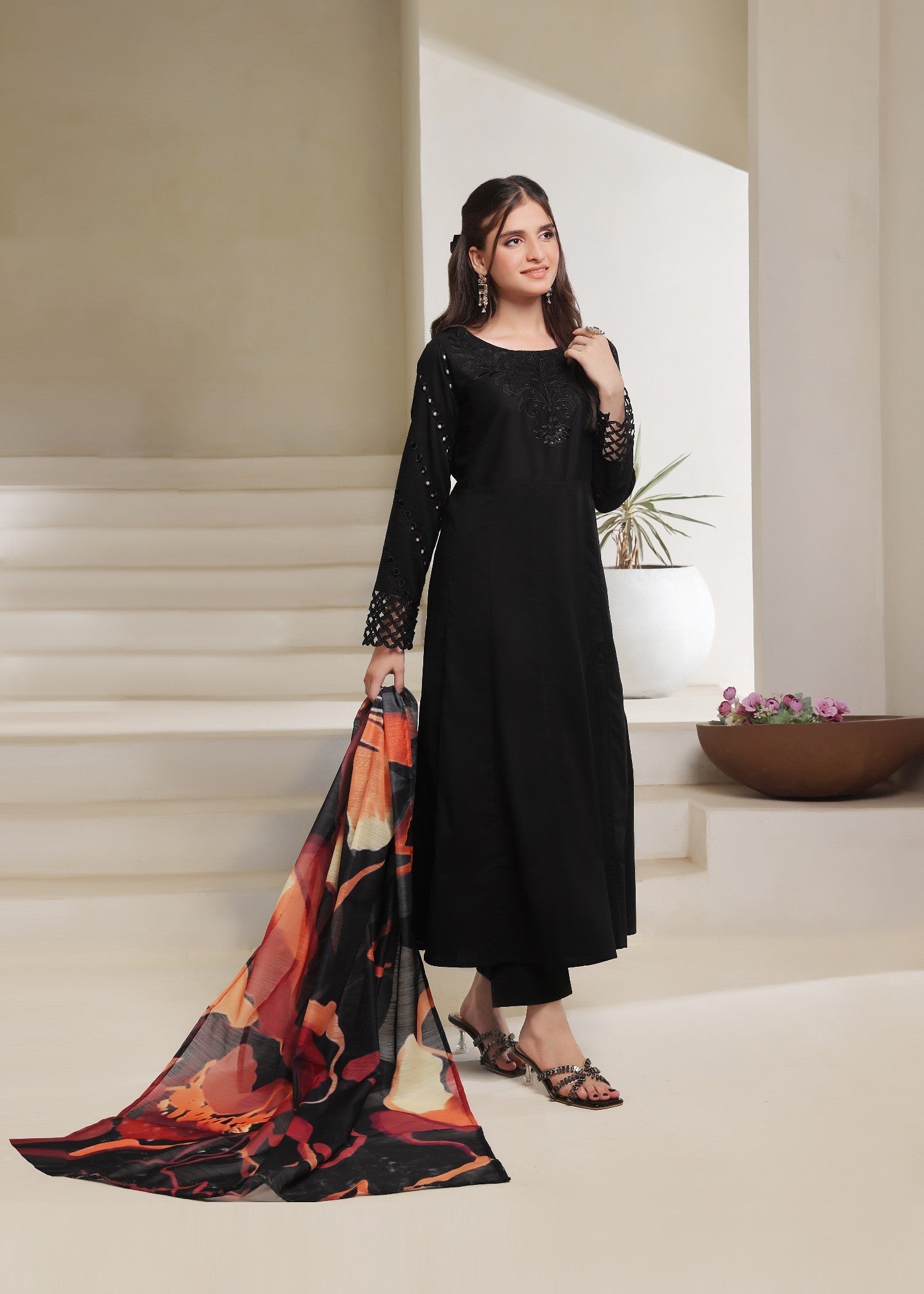 Luxeurs Mist Embroidered Lawn Dress Women 3pcs