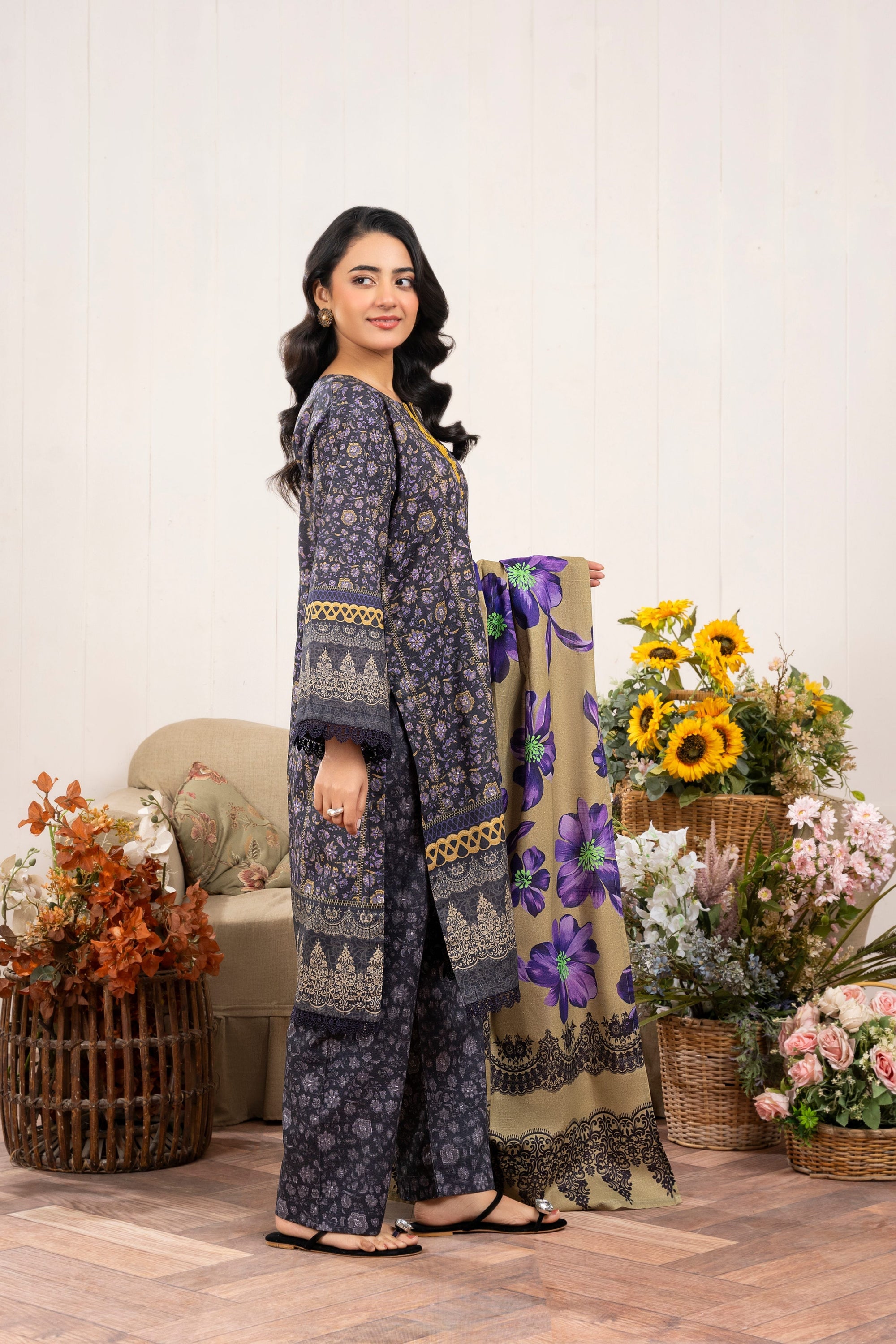 Wearalayah Women Daily Wear Winter Zinc Grey Unstitched Women 3pcs