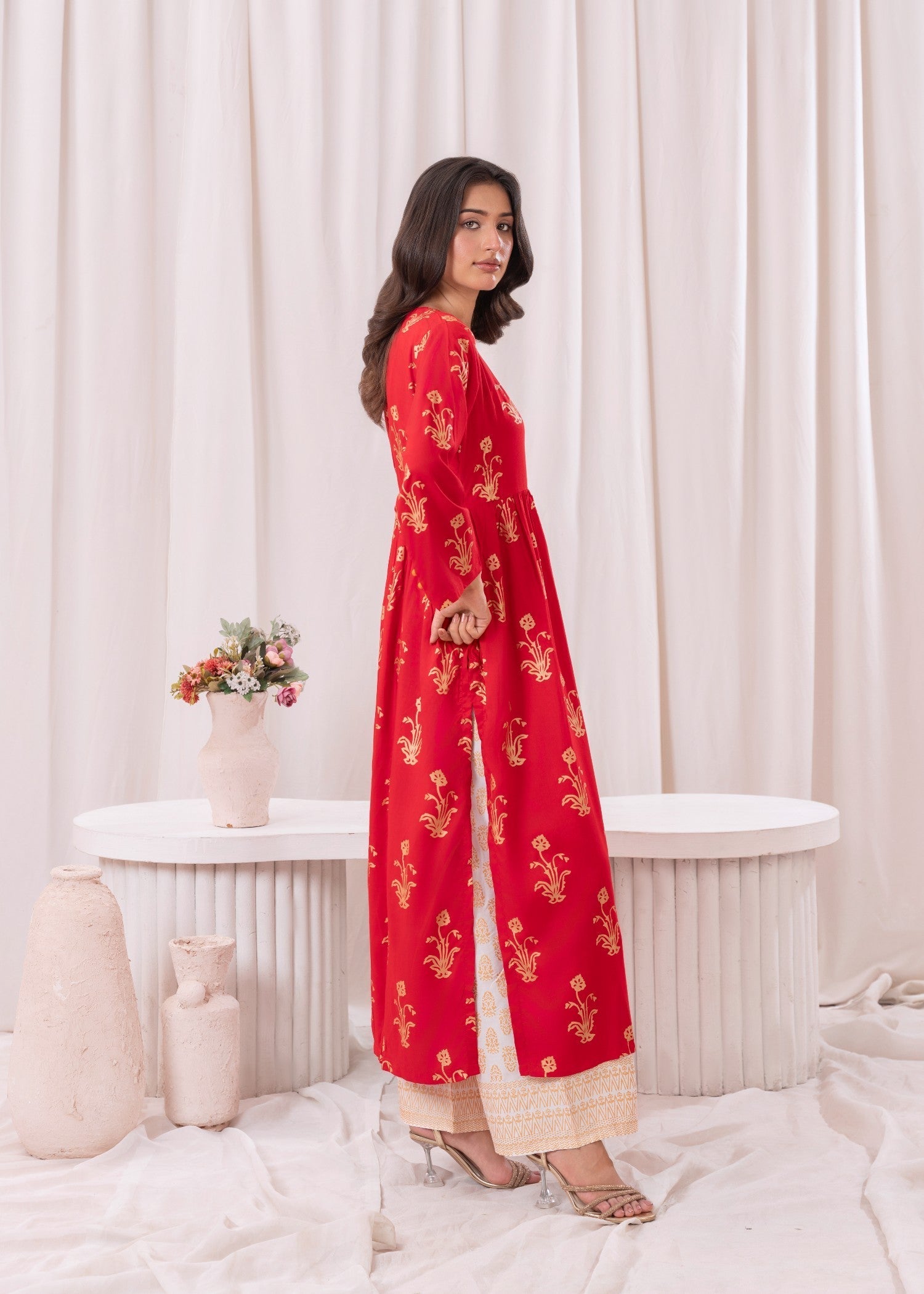 Laal Kurti Maxi Set D112 Women 2pcs