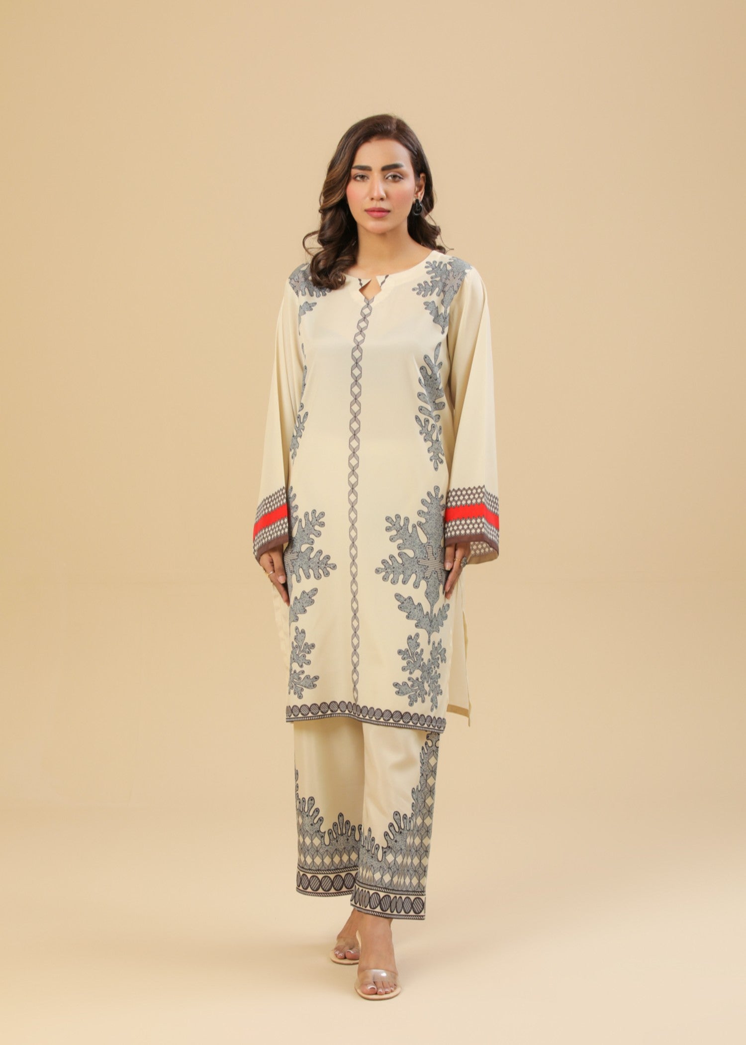 Zenyre Ivory Noir Printed Set Women 2pcs