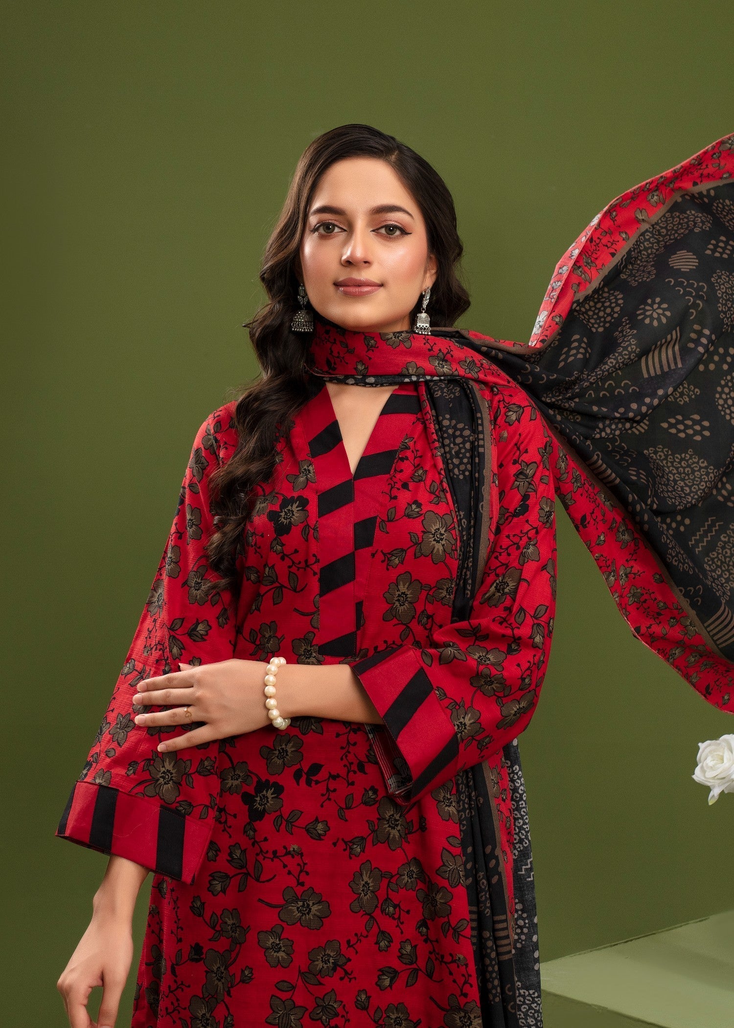 Ayeza Collection Red Kurta Set D#6 Women 3pcs