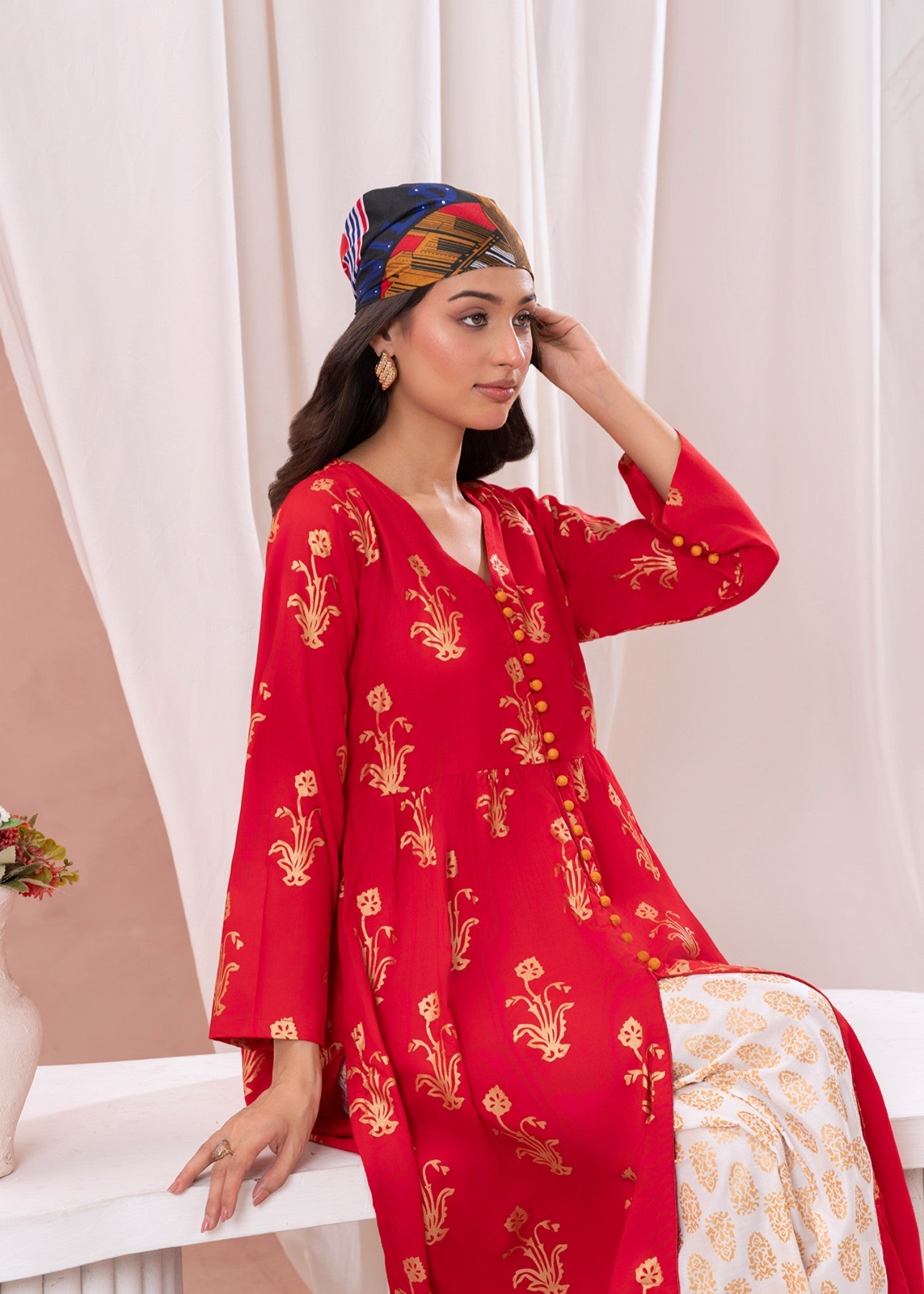 Laal Kurti Maxi Set D112 Women 2pcs