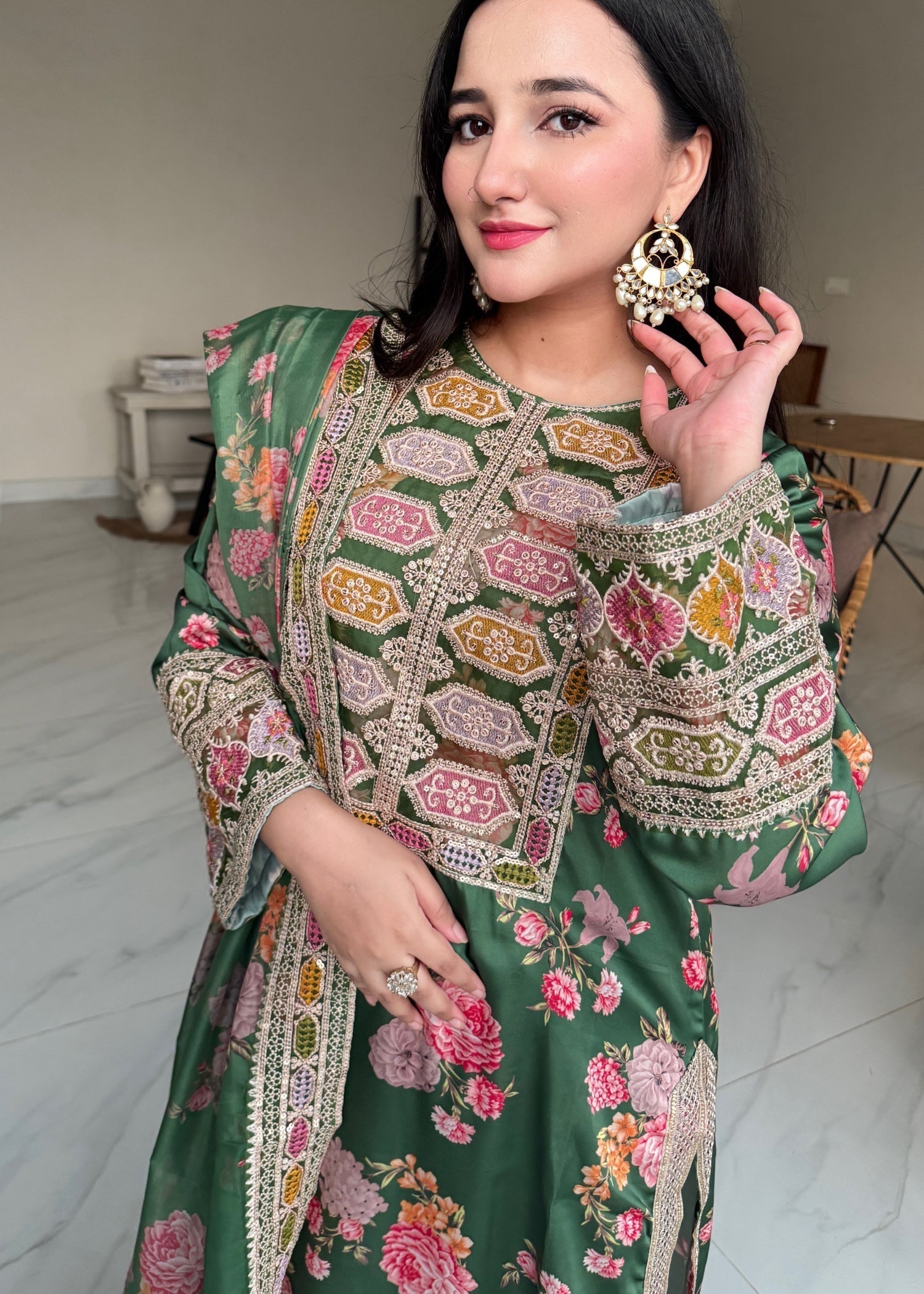 Suits By Sadia IMAAN SILK GREEN Women 3pcs