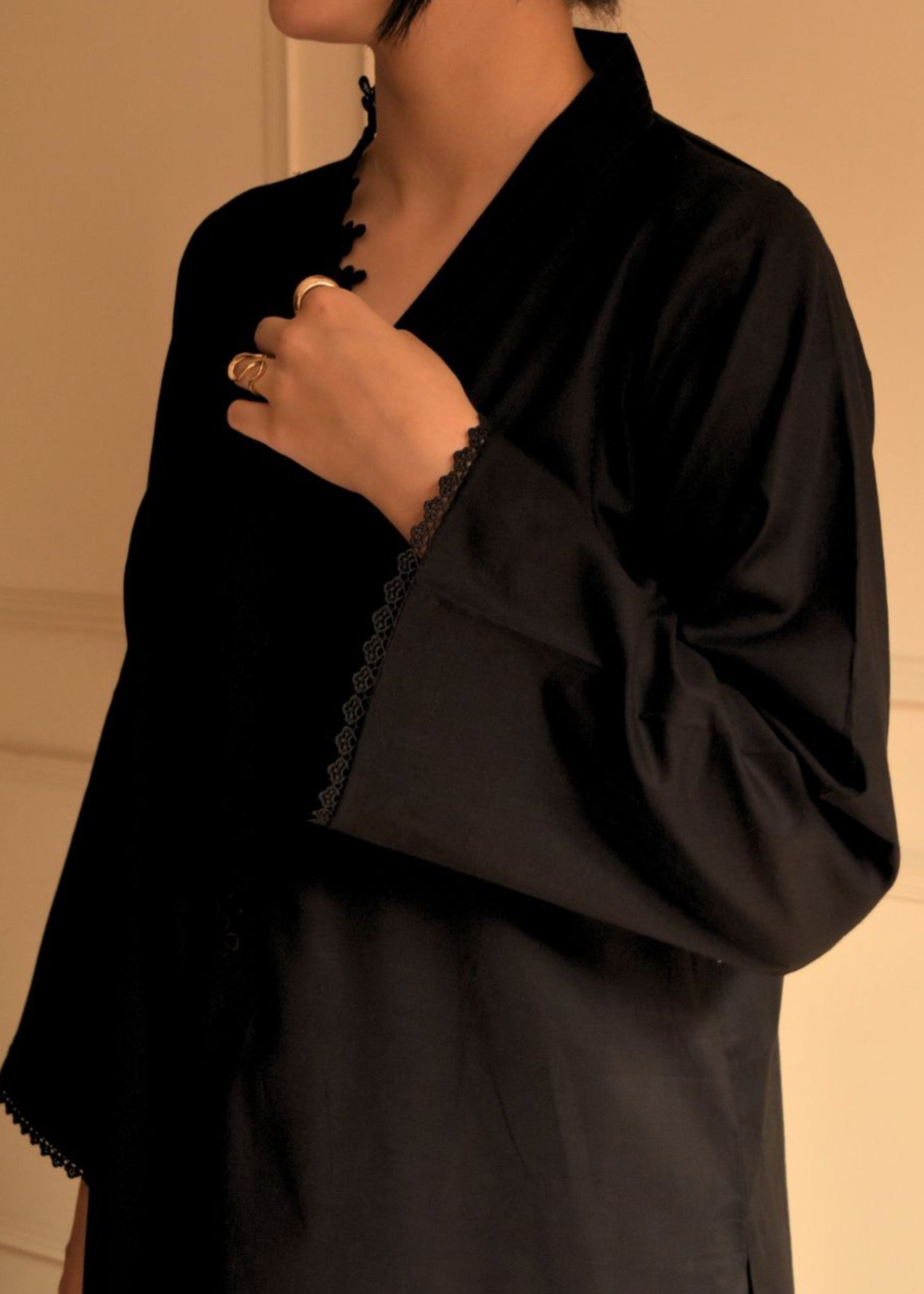 Baposh Black Kurta Set Women 2pcs