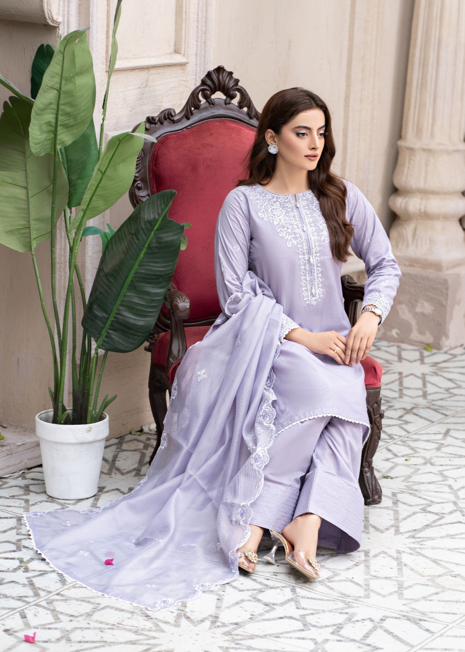 Madame Embroidered Cotton Suit 2757 Women 3pcs
