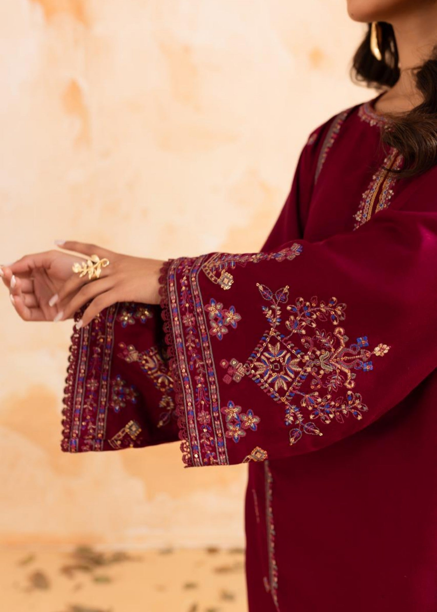 Afsarah Rosewood Luxury Embroidered Dress Women 2pcs