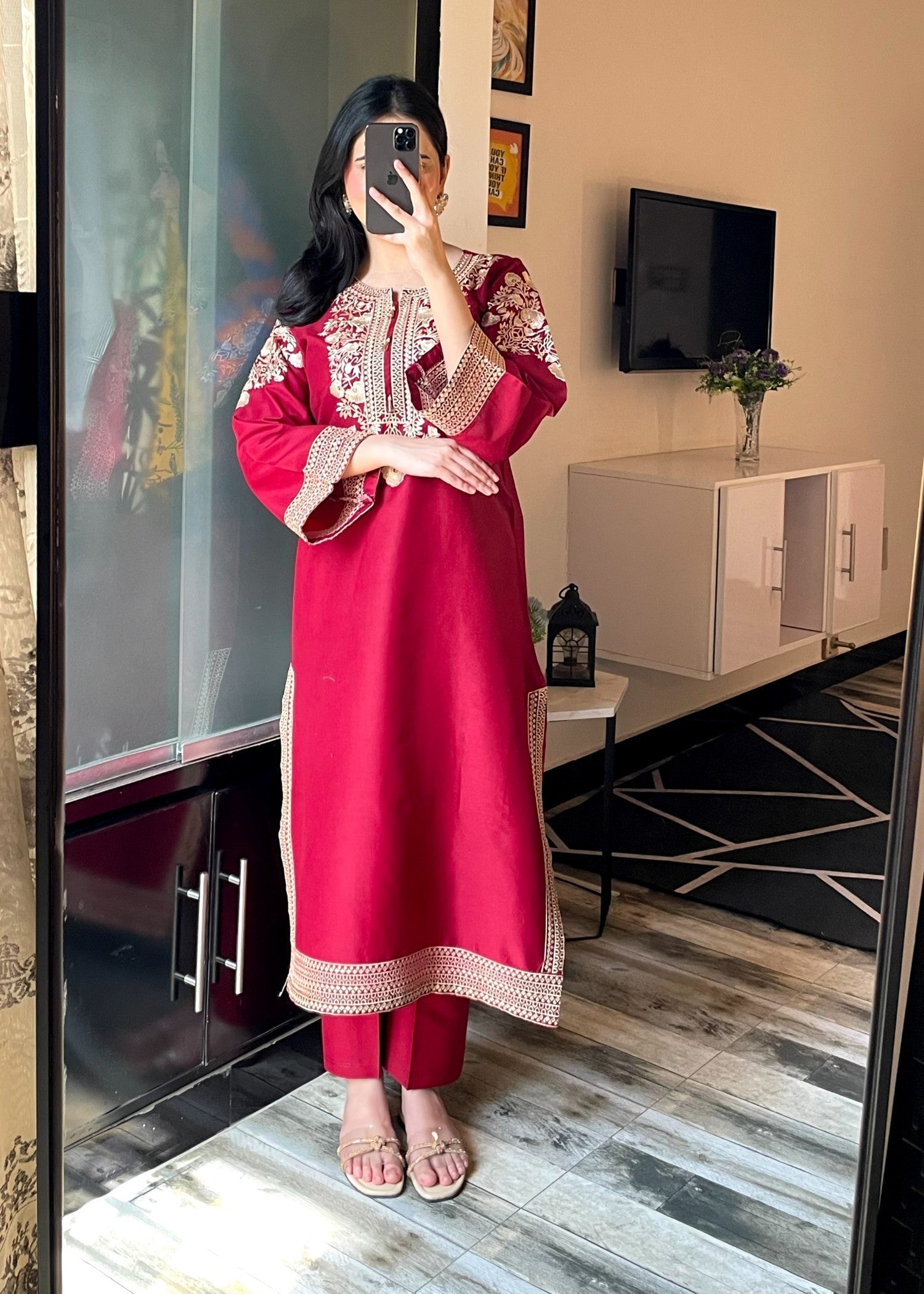 Tehzeeb Libas LAIBA MAROON ELEGANCE EMBROIDERED Women 2pcs