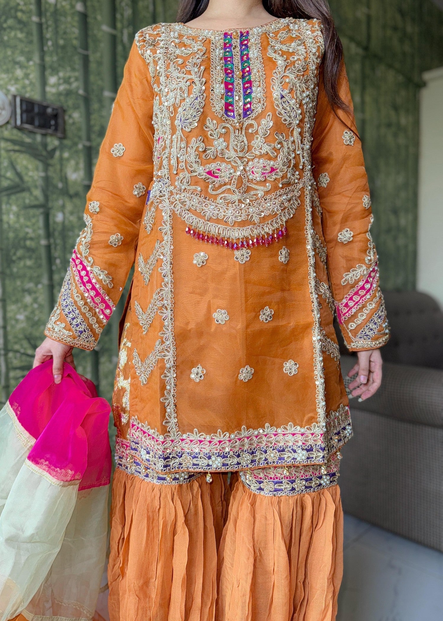 Inaaya Fashion ZOHRA JABEEN RUST Women 3pcs