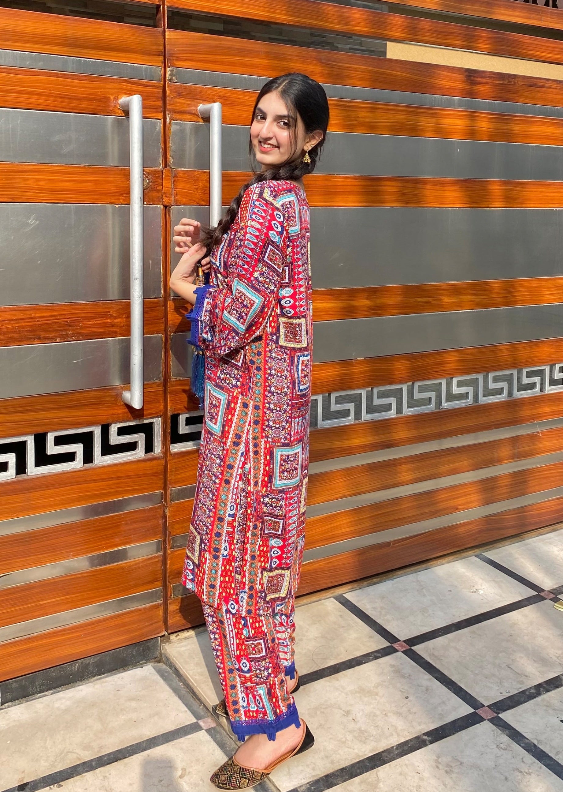 Namal Zara Ltd Co Ord Linen Set Ajrak Style Women 2pcs