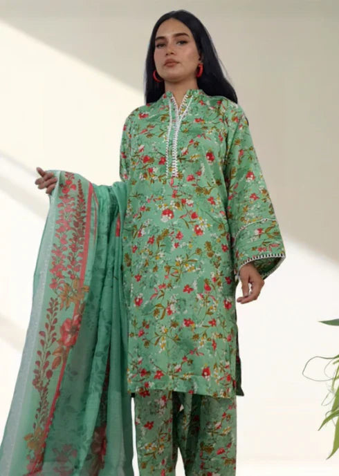 Namal Zara Ltd Summer Pret Lawn Pistachio Green Floral Design Women 3pcs