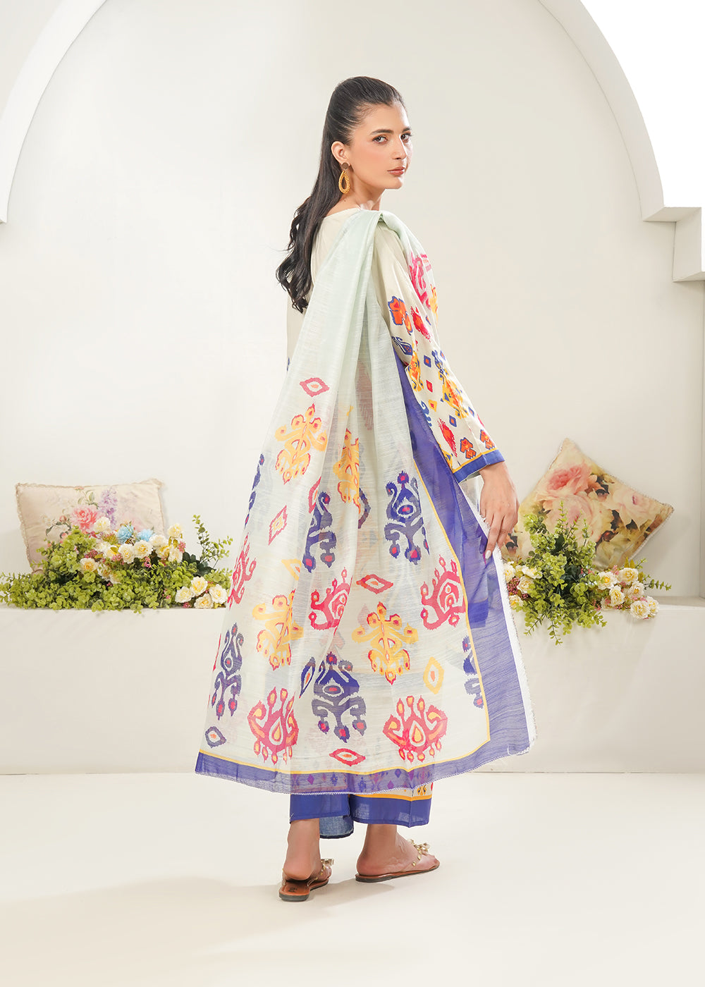 Elara Official Lvory IKAT Women 3pcs