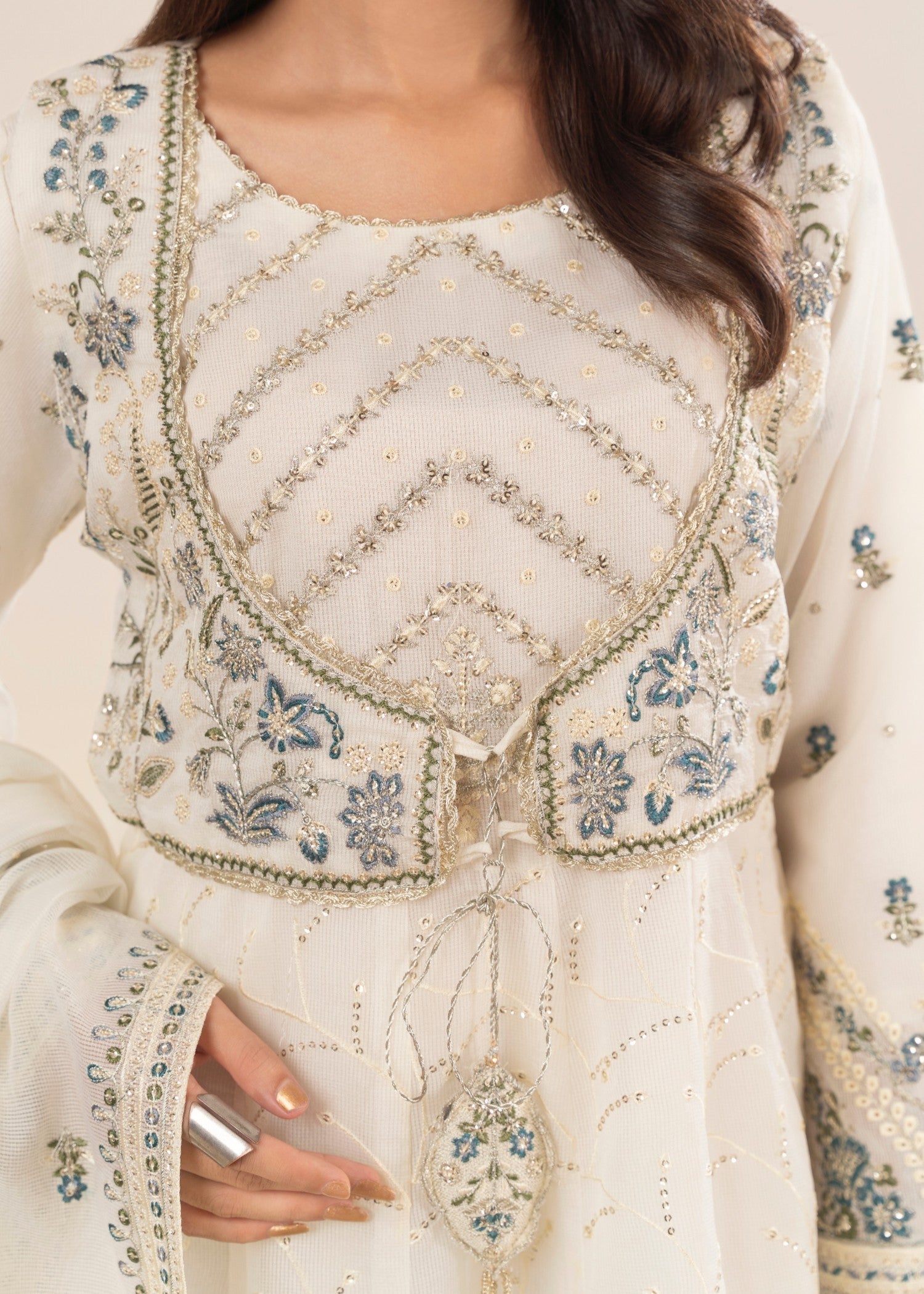 Khubsurat 3881 KH OR NT Off White Embroidery Maxi Women 4pcs