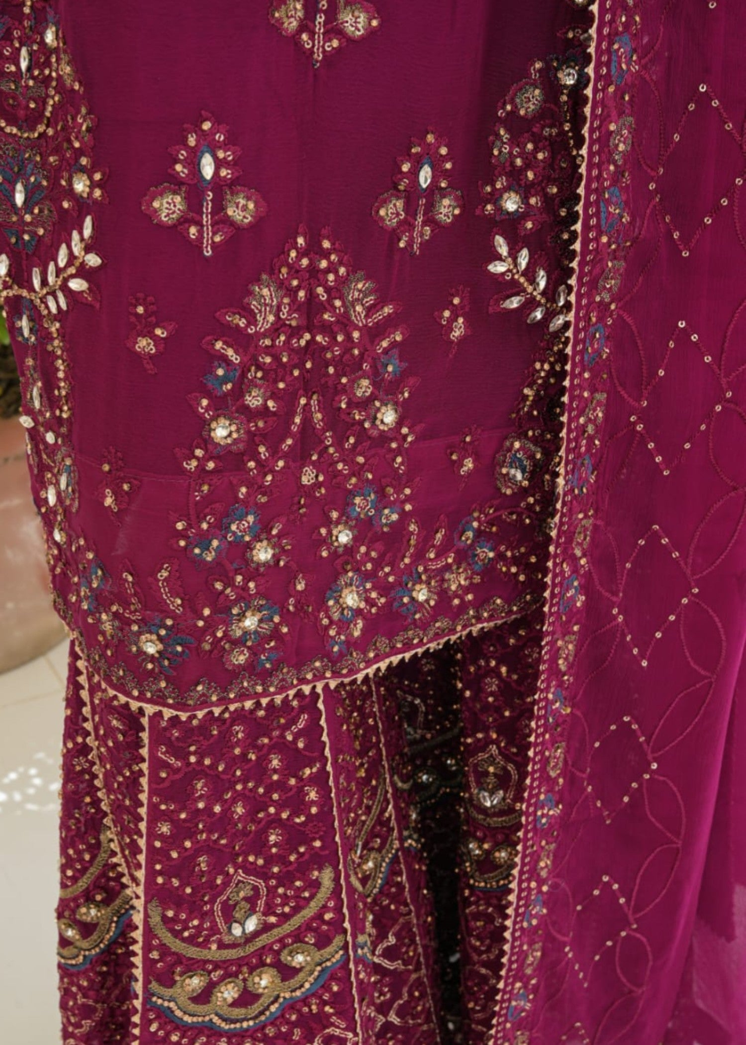 Ahmed Creations ALISHBA BURGUNDY Women 3pcs