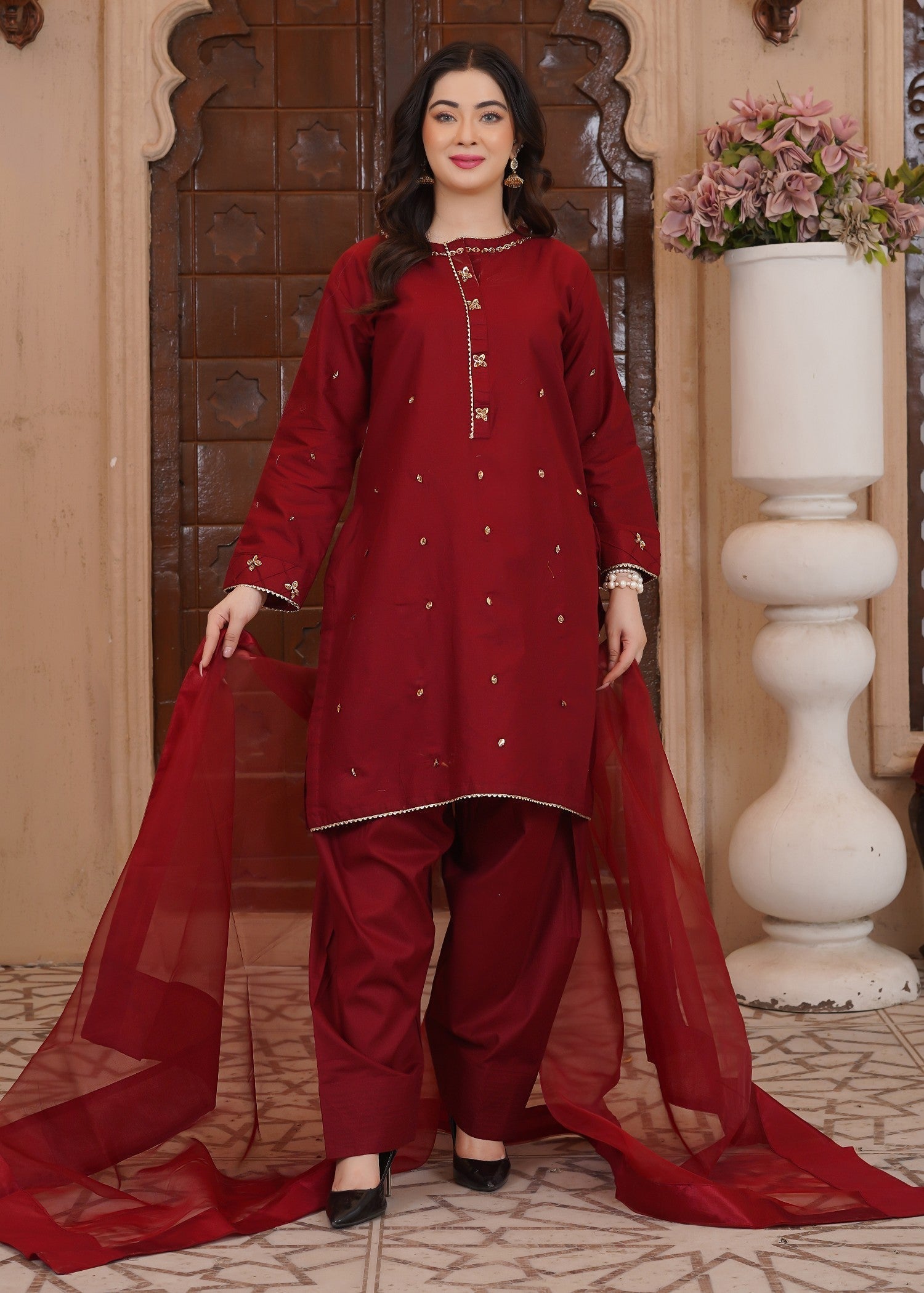 Waniya Awais WAF D12 (Farshi Shalwar) Women 3pcs