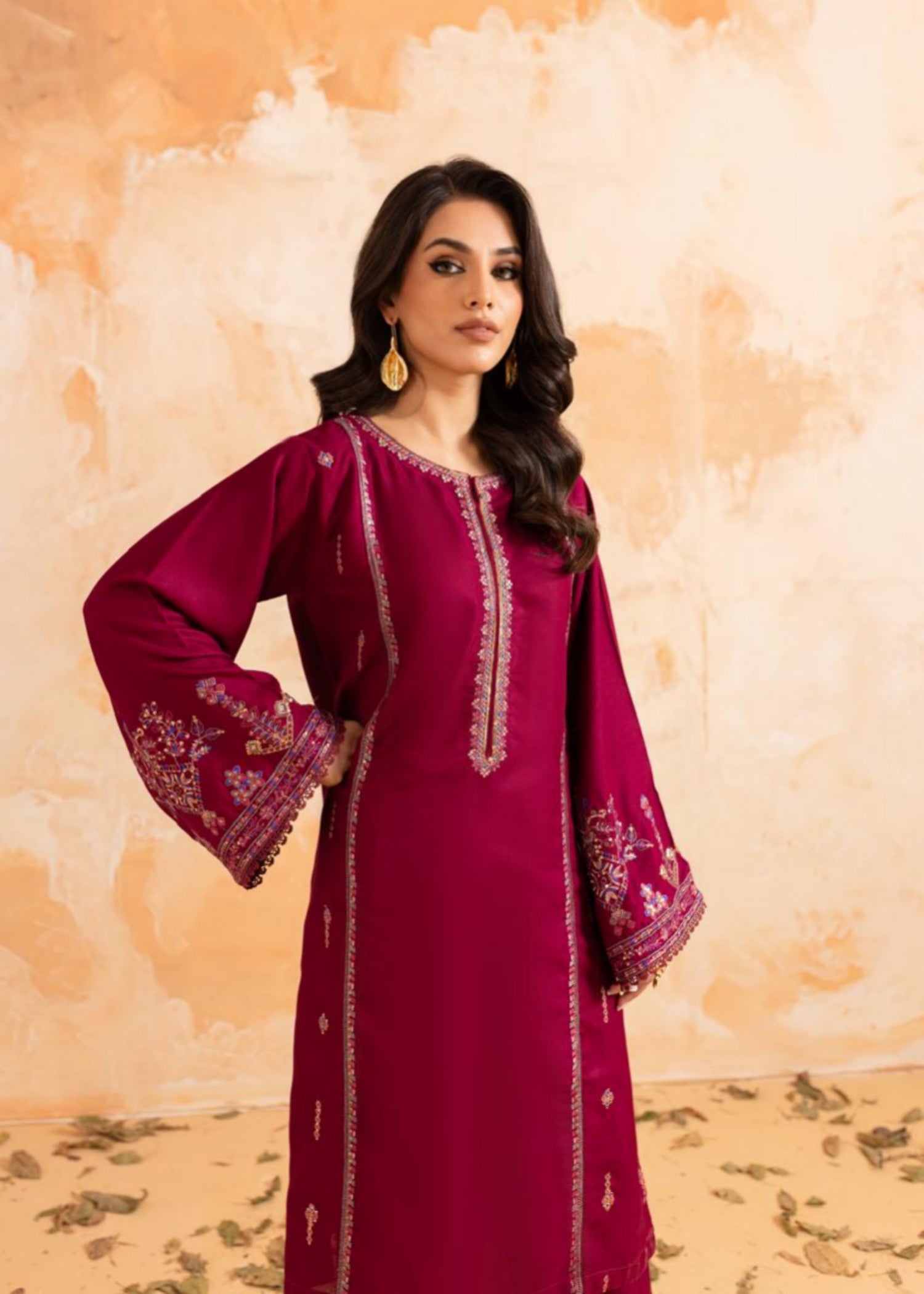 Afsarah Rosewood Luxury Embroidered Dress Women 2pcs
