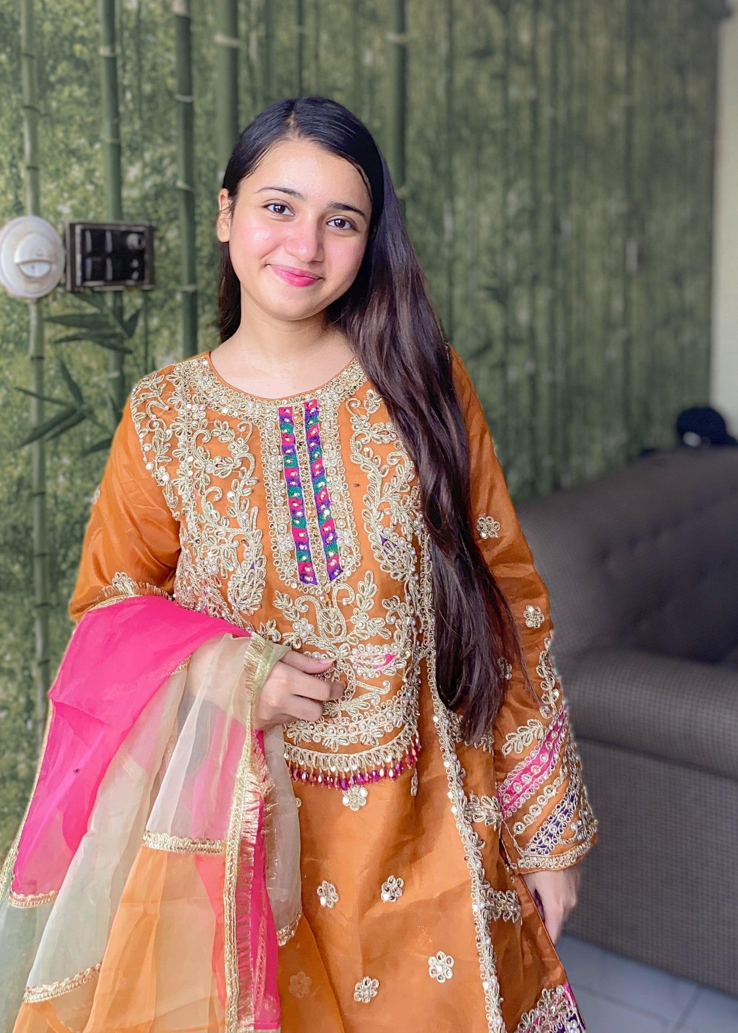 Inaaya Fashion ZOHRA JABEEN RUST Women 3pcs