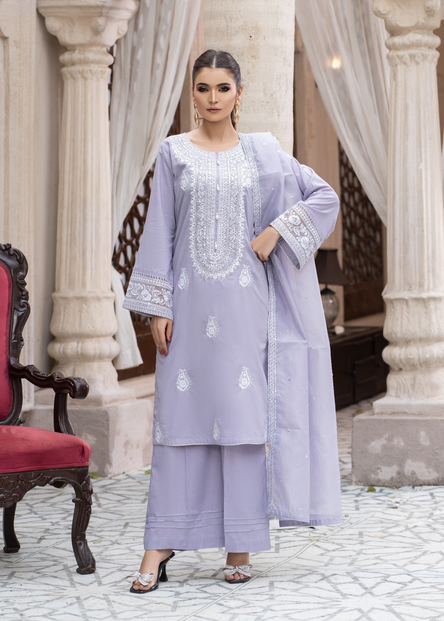 Madame Embroidered Lylic Suit 2755 Women 3pcs