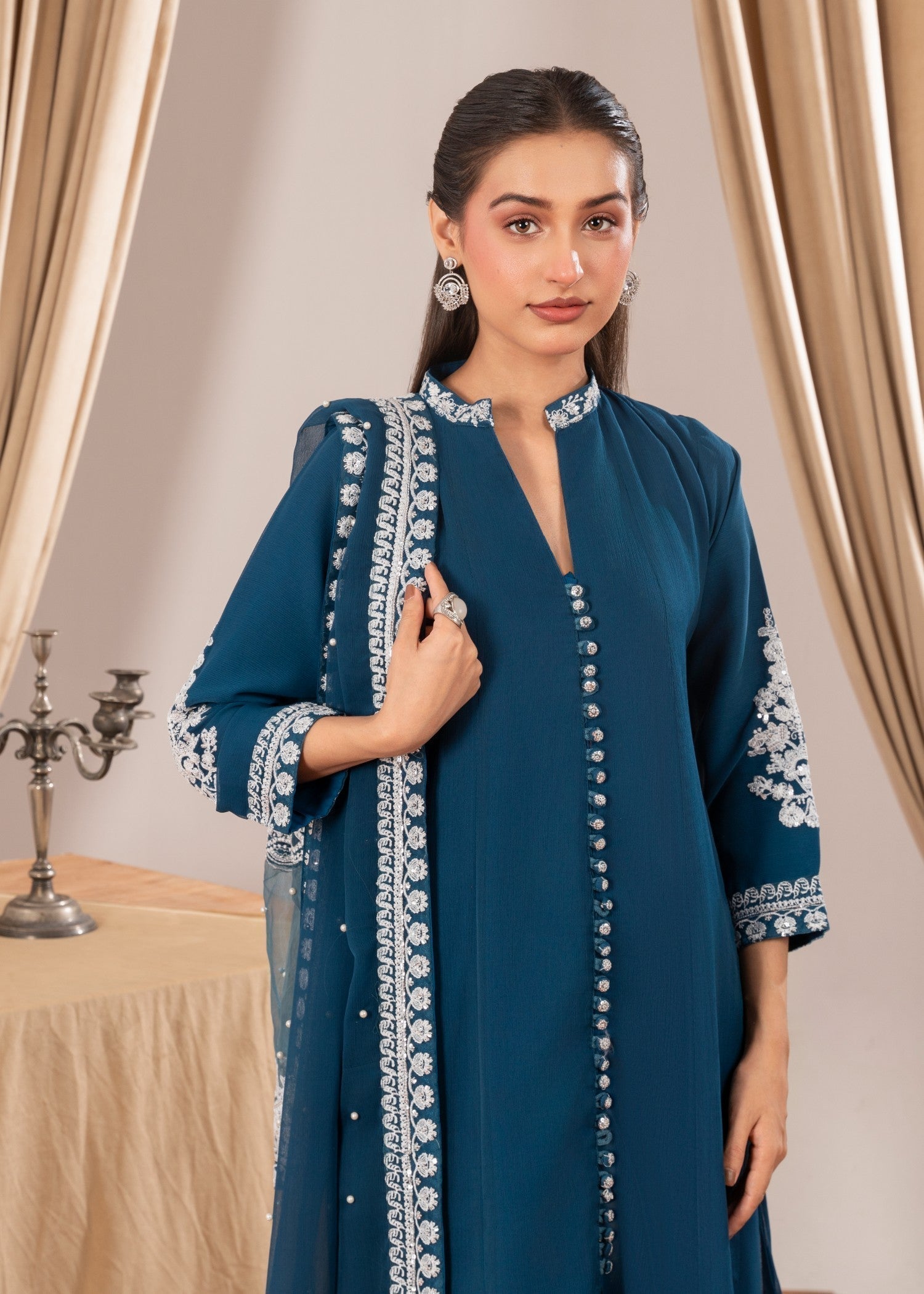 Four Season Boutique NIMRA PISHWAS TEAL Women 3pcs
