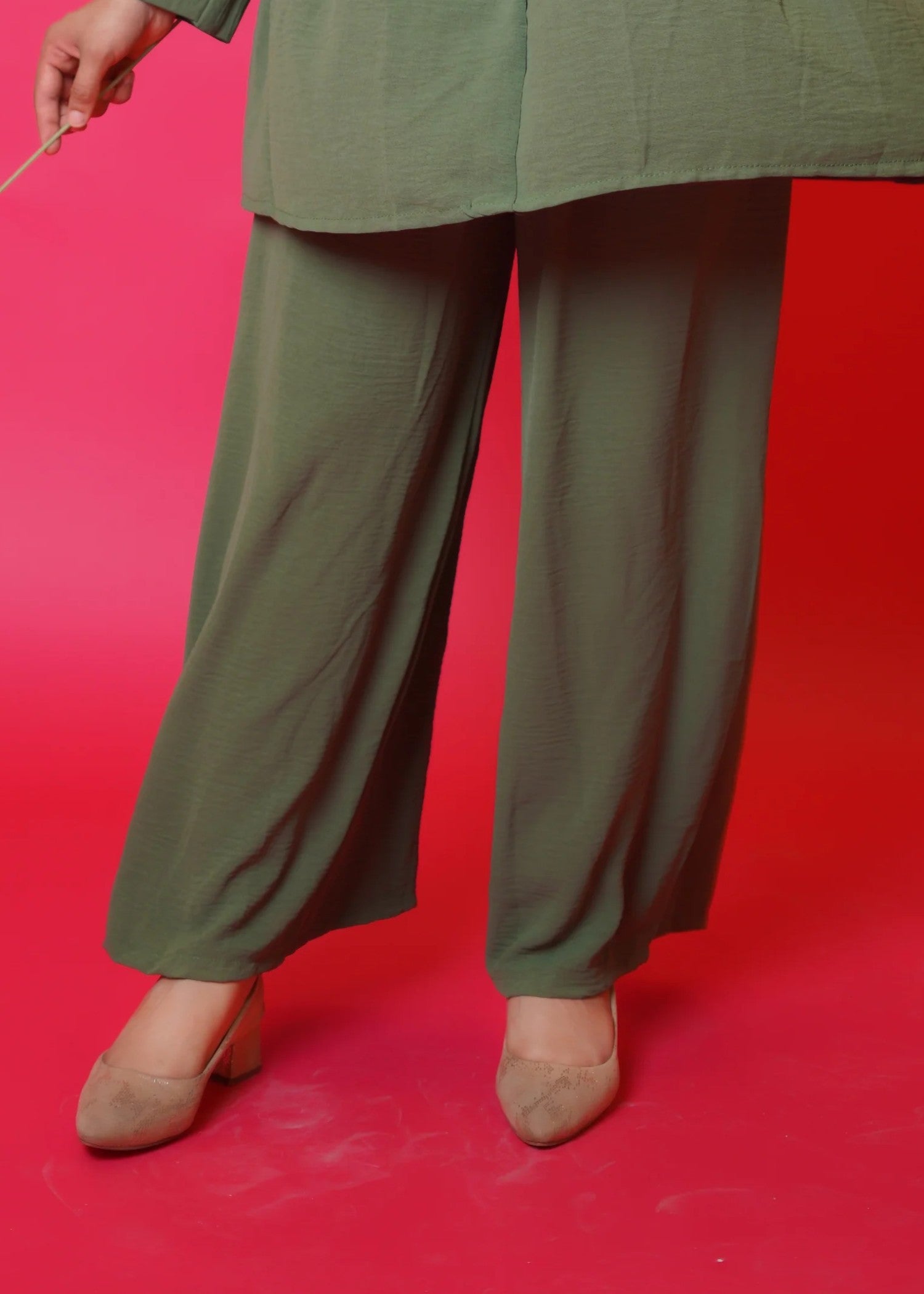 Al Rubab Collection Iris Frock Style Co Ord Set Moss Green Women 2pcs