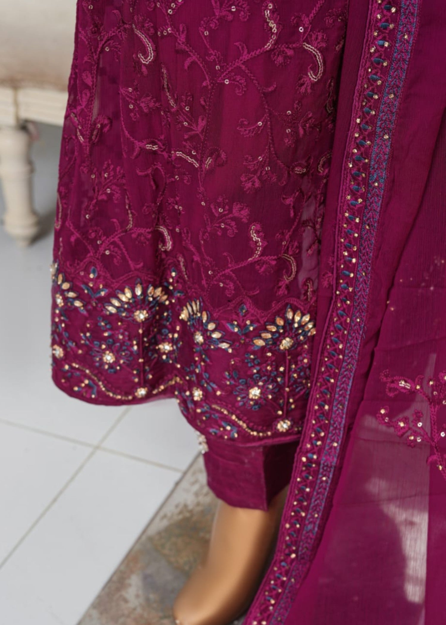 Ahmed Creations kinza Maroon Women 3pcs