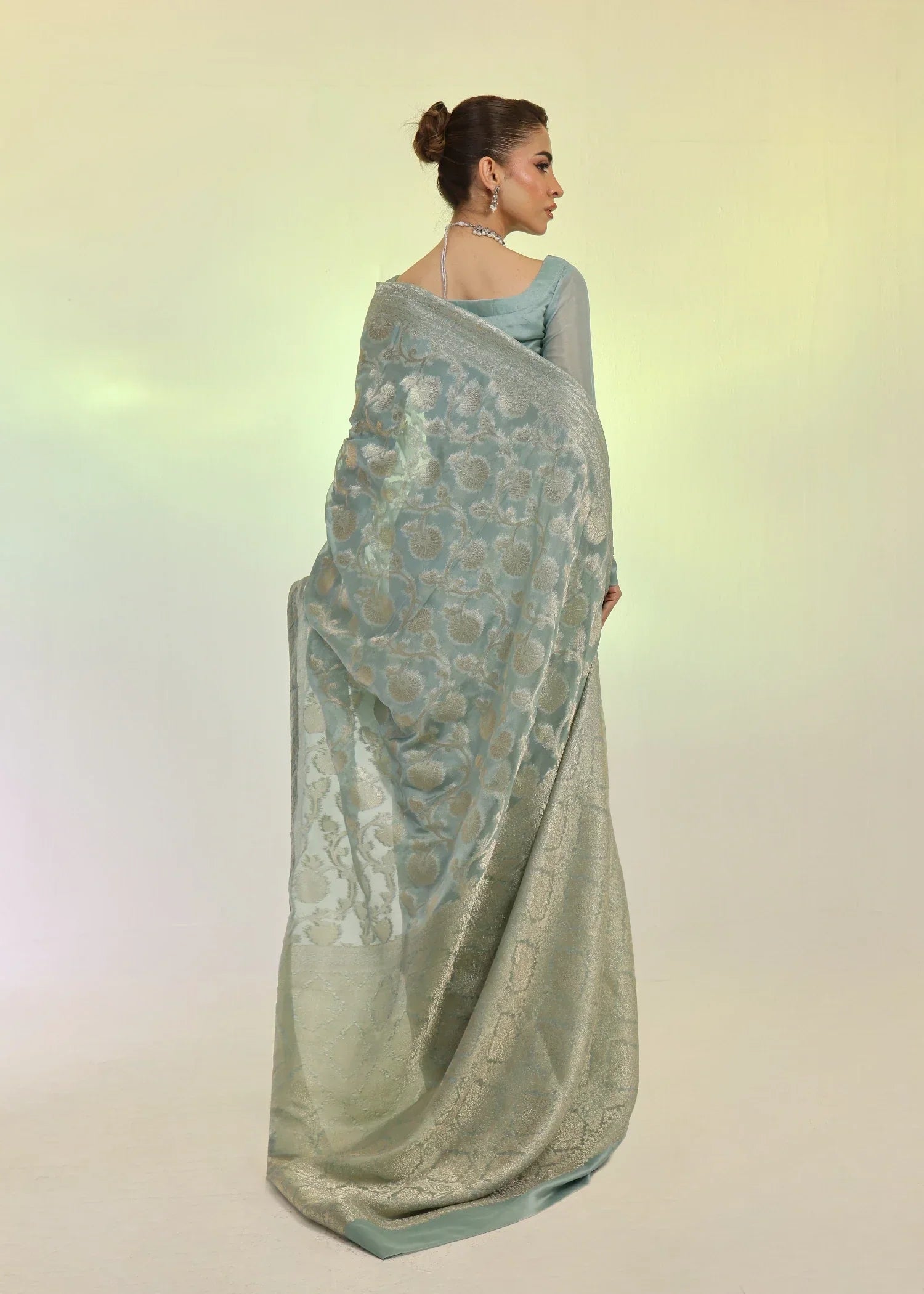 Ripret Mint Banarsi Saree Women 3pcs