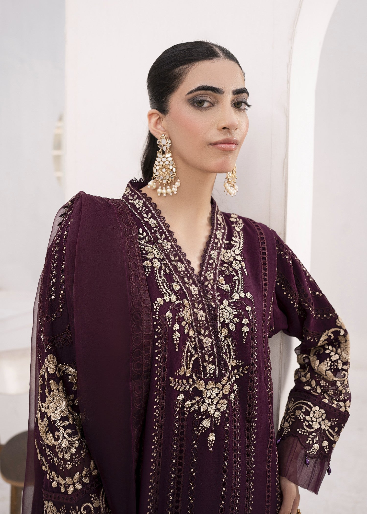 Pehnawa By Bin Akram’s Plum Glamor | Chiffon Women 3pcs