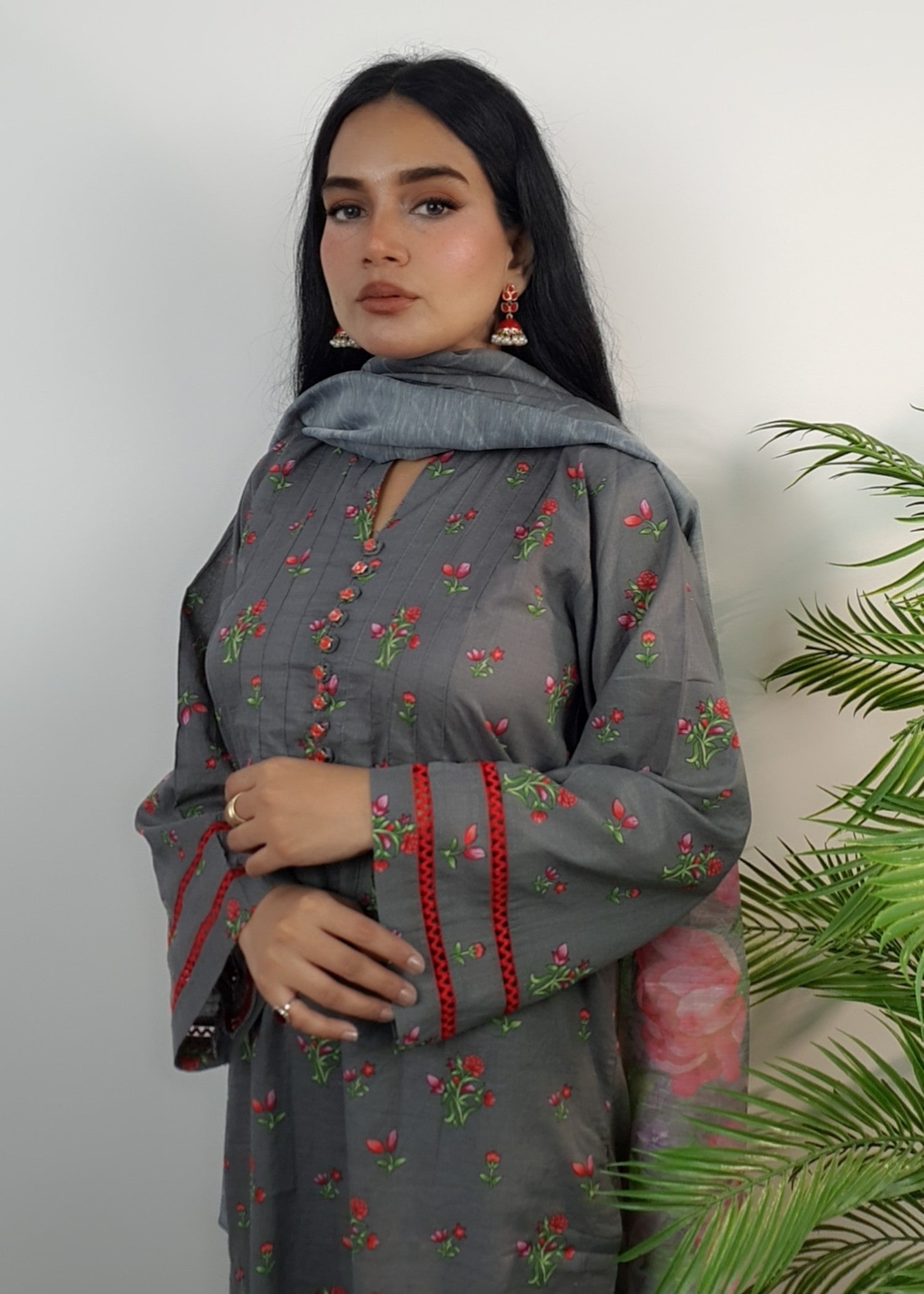 Namal Zara Ltd Summer Pret Lawn Grey Floral Design Women 3pcs