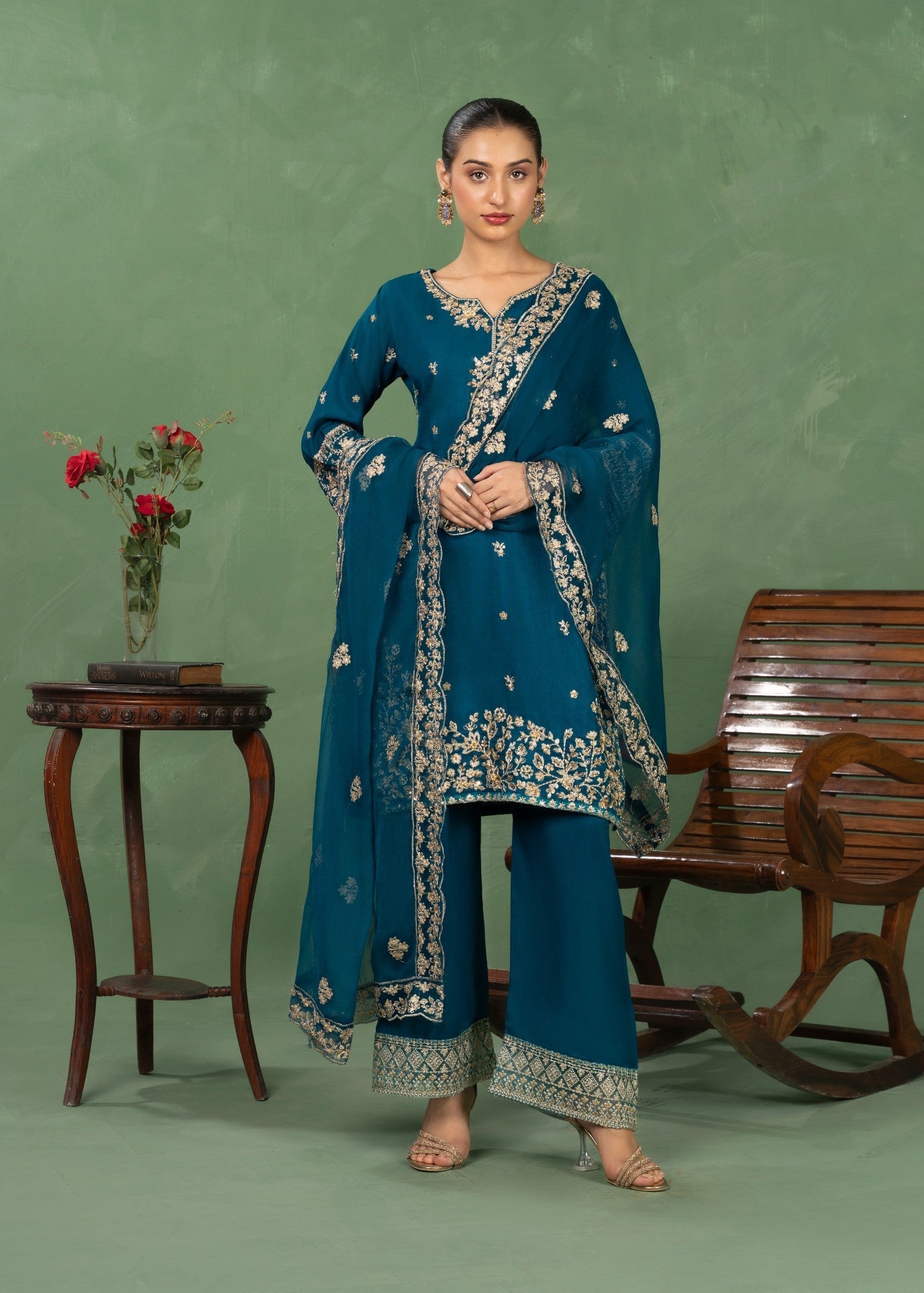 Four Season Boutique JASHAN RAOSILK TEAL Women 3pcs