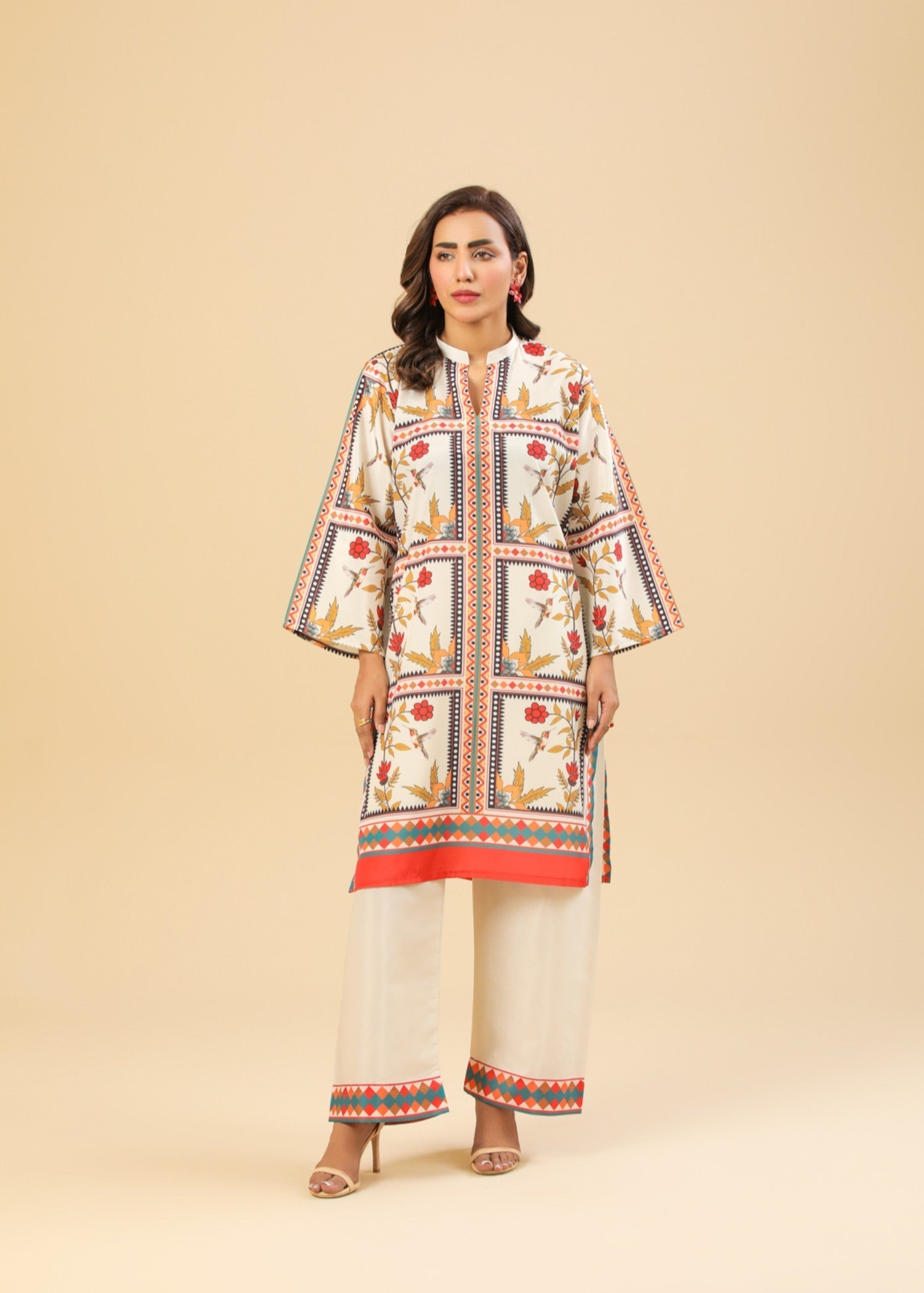 Zenyre Ivory Blooms Printed Set Women 2pcs