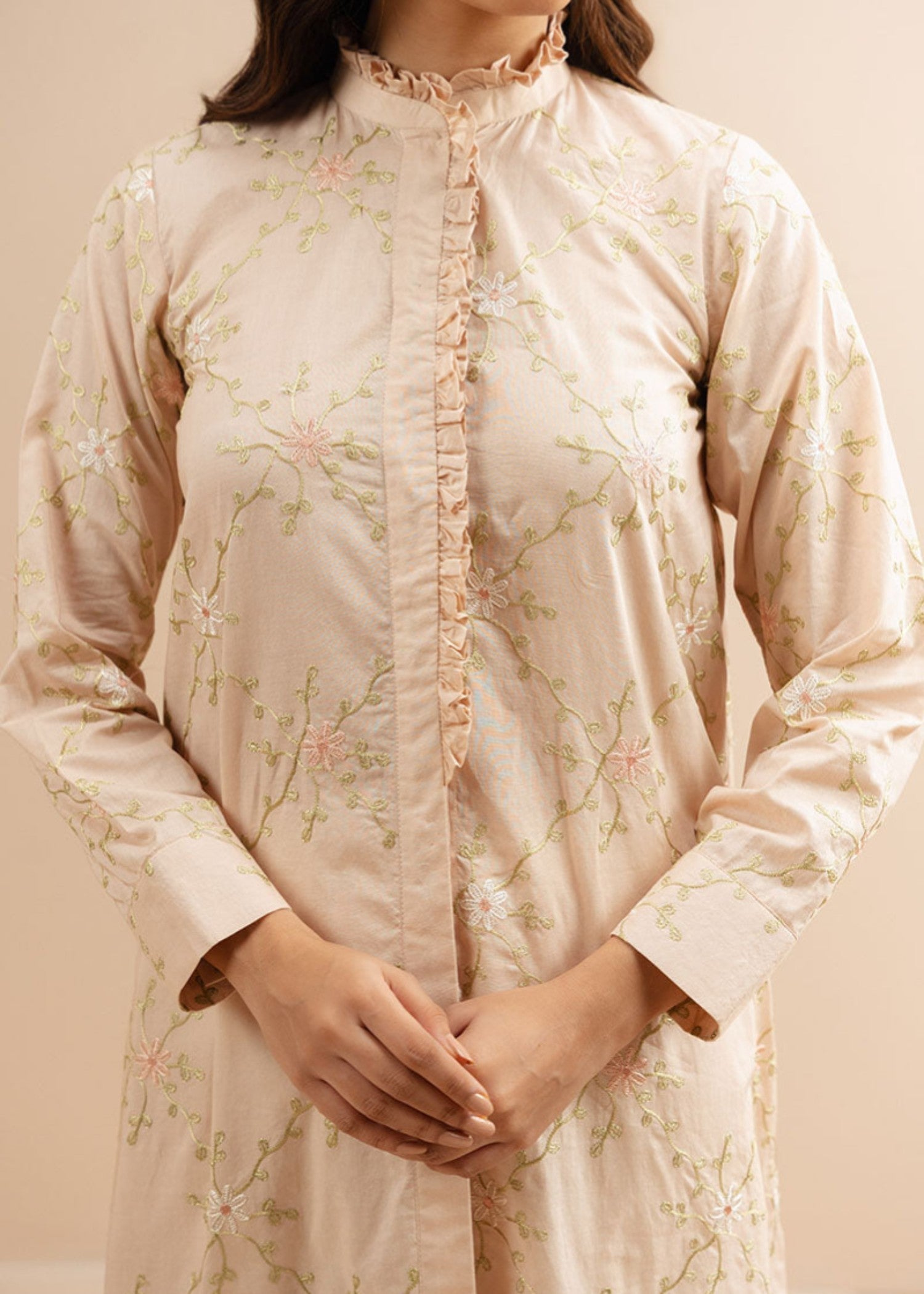 Cross Stitch BLUSH GARDEN EMBROIDERED SHIRT 0125RTWEMLBAS0103 Women 1pcs