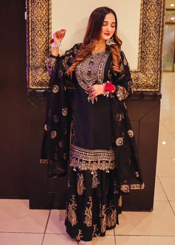 Suits By Sadia IMAAN BLACK GHARARA Women 3pcs