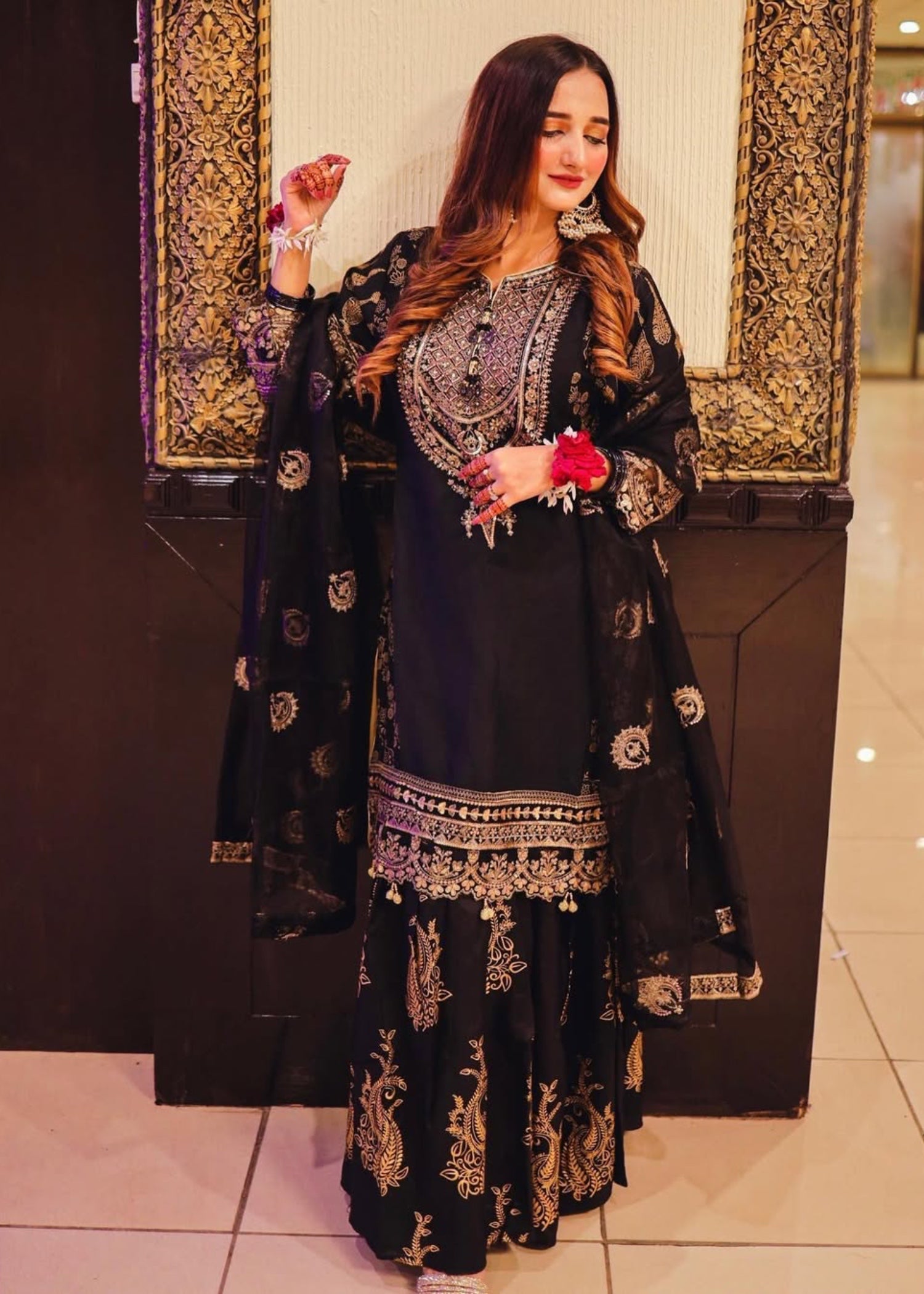 Suits By Sadia IMAAN BLACK GHARARA Women 3pcs
