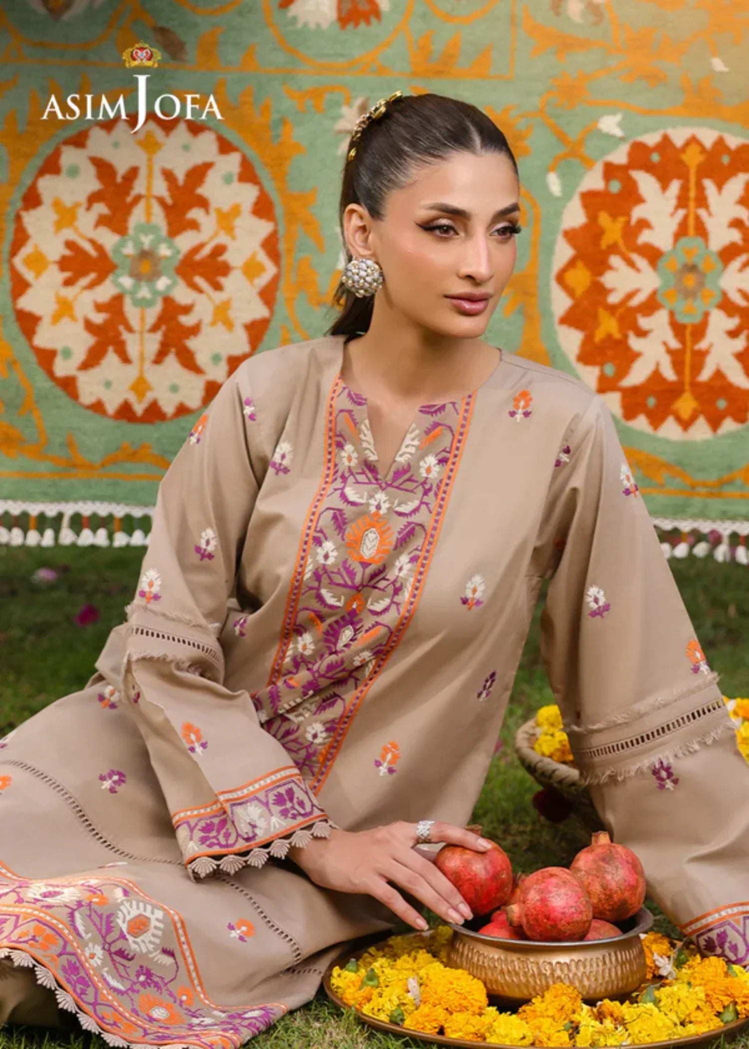 Asim Jofa AJPB 181 EMBROIDERED CAMBRIC STITCHED Women 2pcs