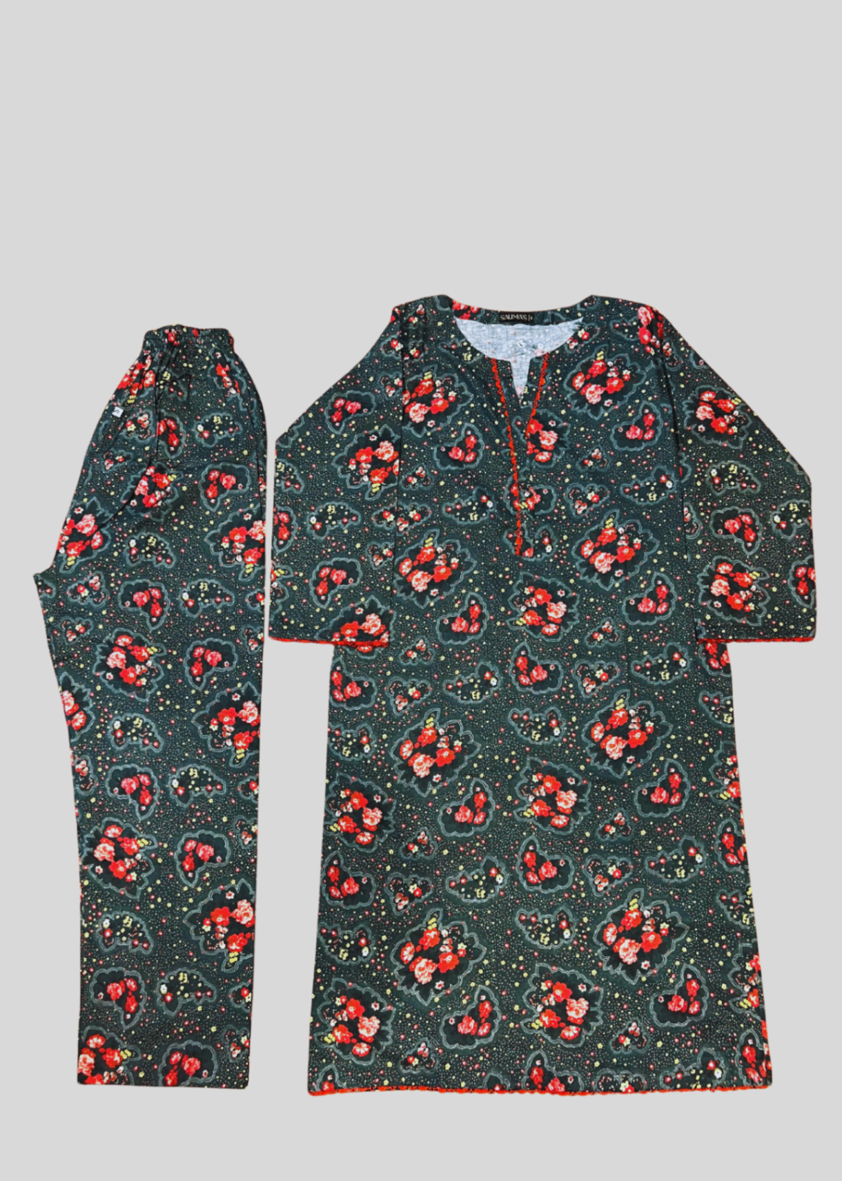 Salimas Lawn Stitched Suit Green Women 2pcs