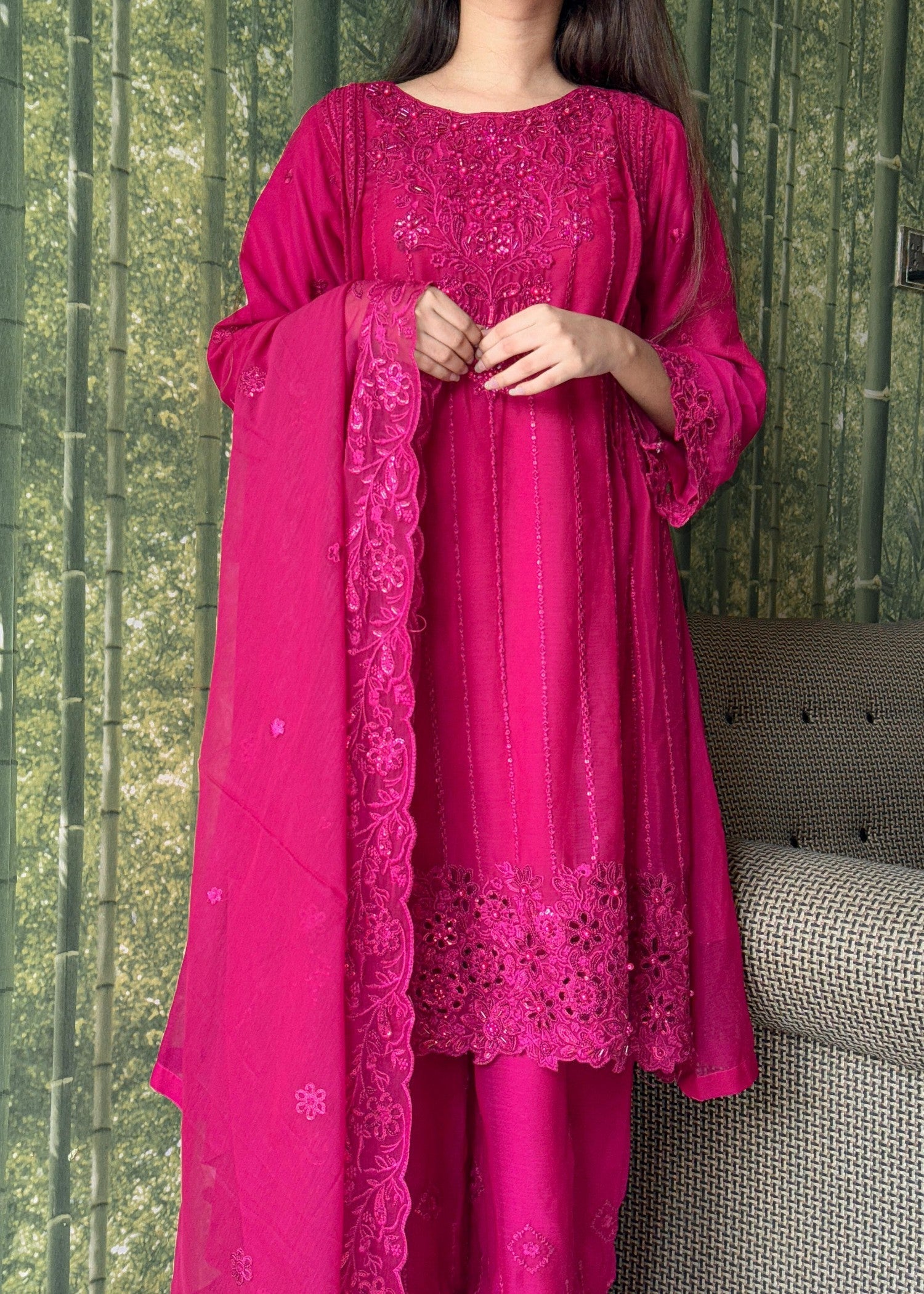 Inaaya Fashion Anoushah Shockin Pink Women 3pcs