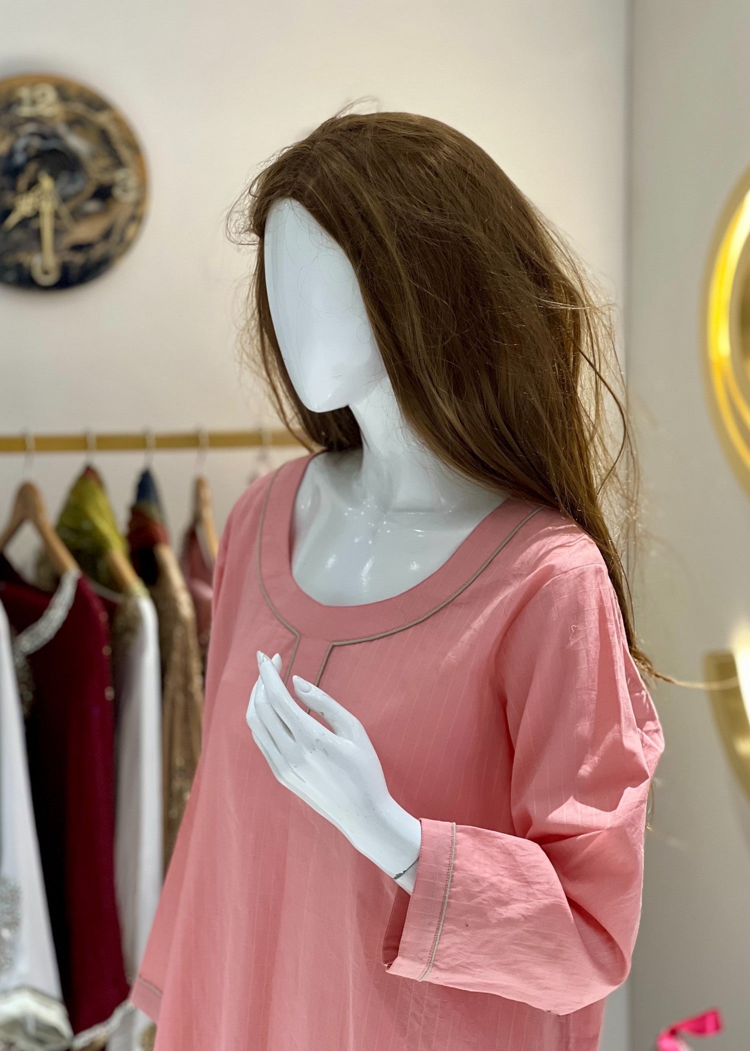 Symas Peach Pink Pure Soft Lawn Co Ord Set Women 2pcs