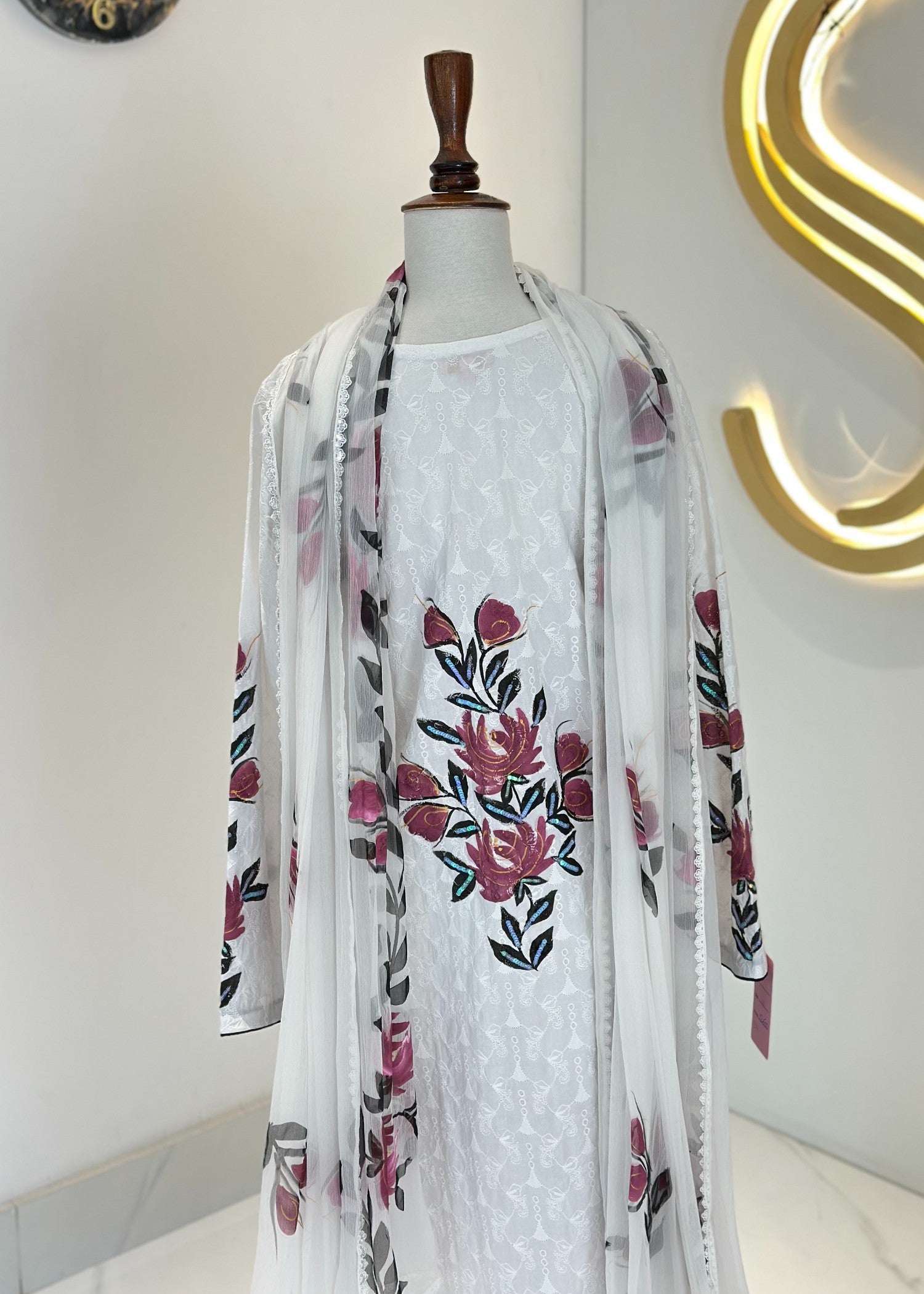 Symas Purple Hand Painted Shirt and Dupatta Women 2pcs