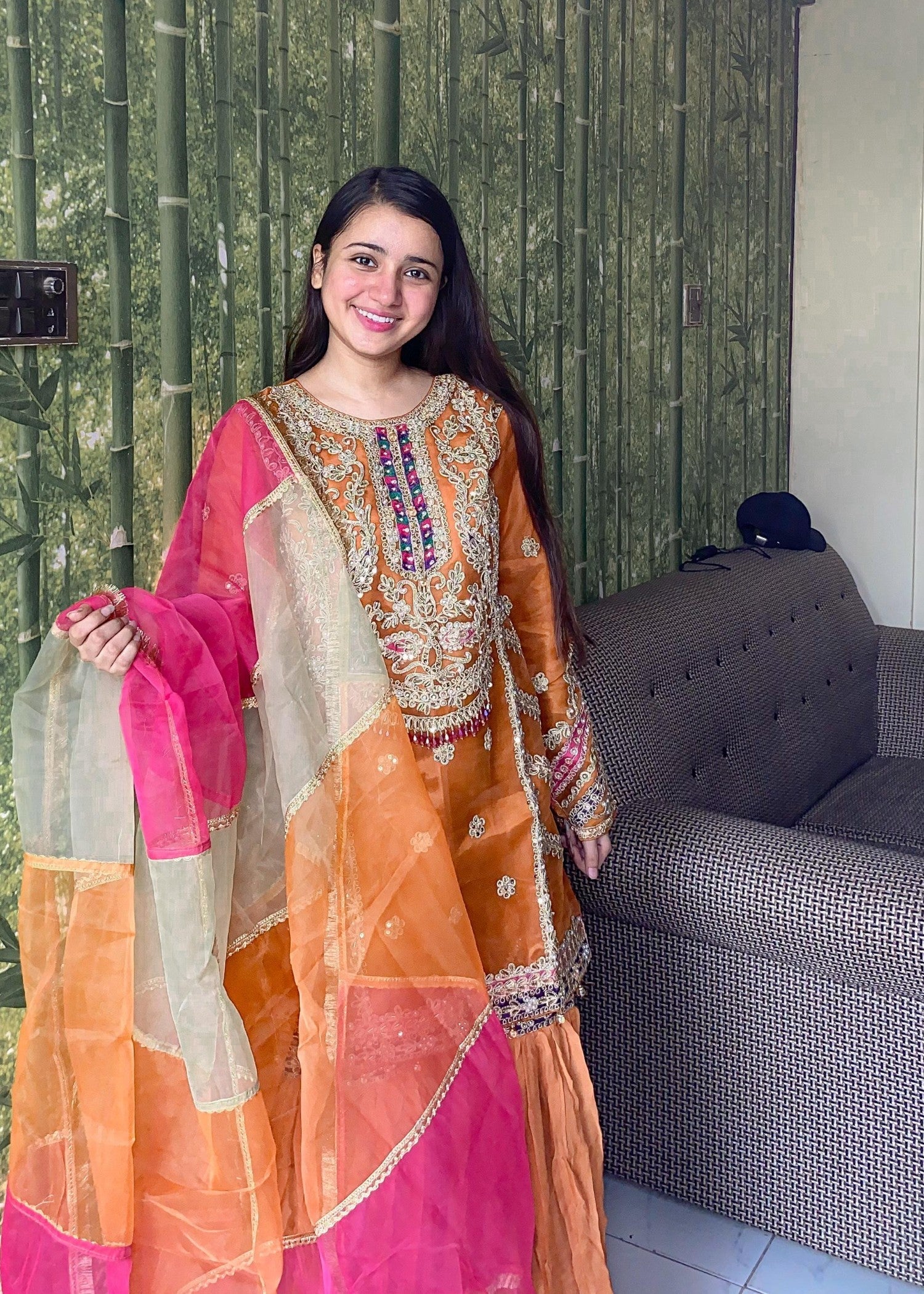 Inaaya Fashion ZOHRA JABEEN RUST Women 3pcs