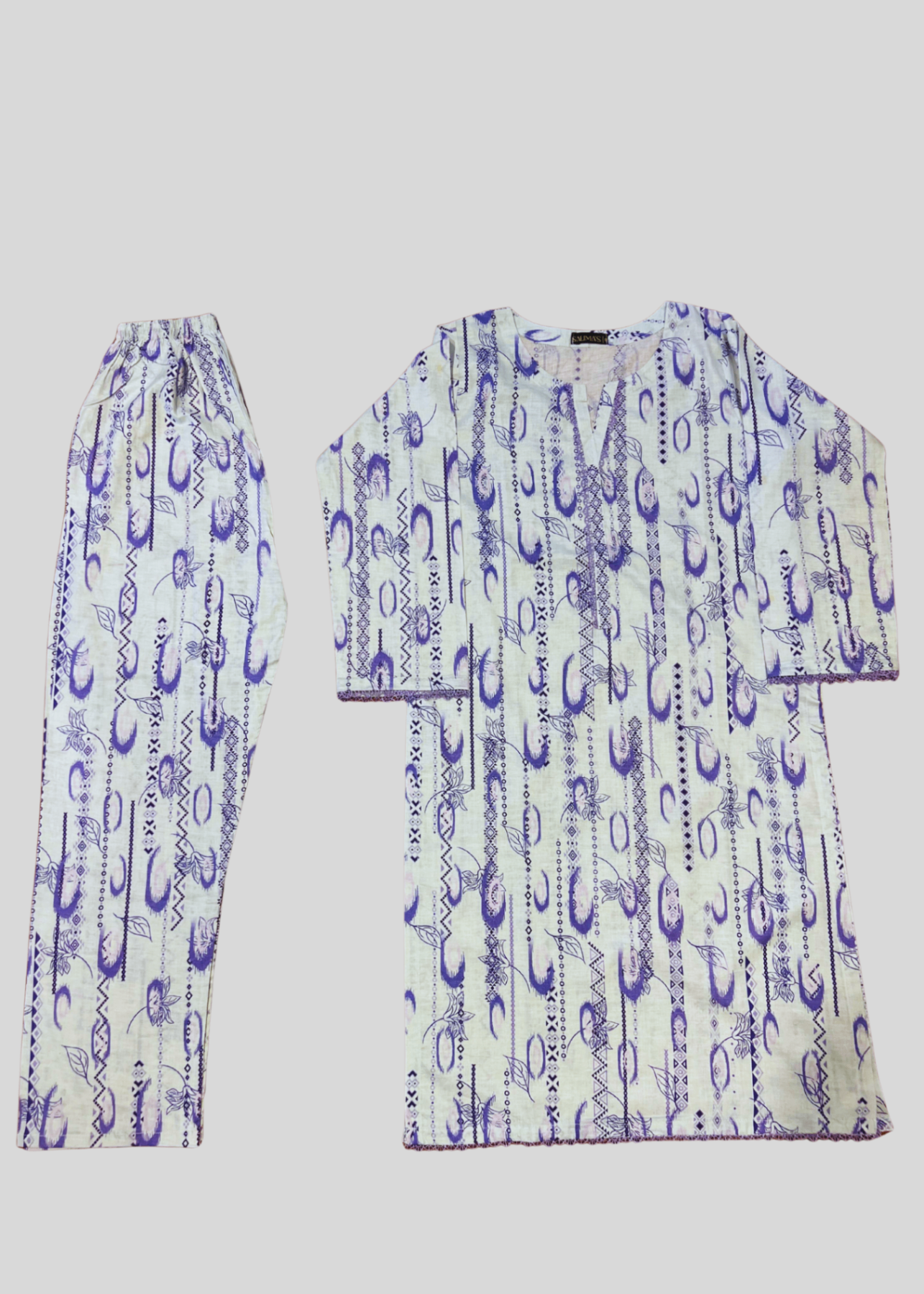 Salimas Abstract white & Indigo Stitched Lawn Suit Women 2pcs