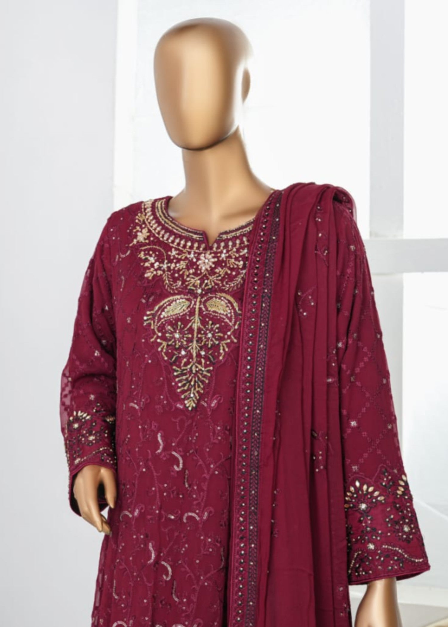 Ahmed Creations kinza Maroon Women 3pcs