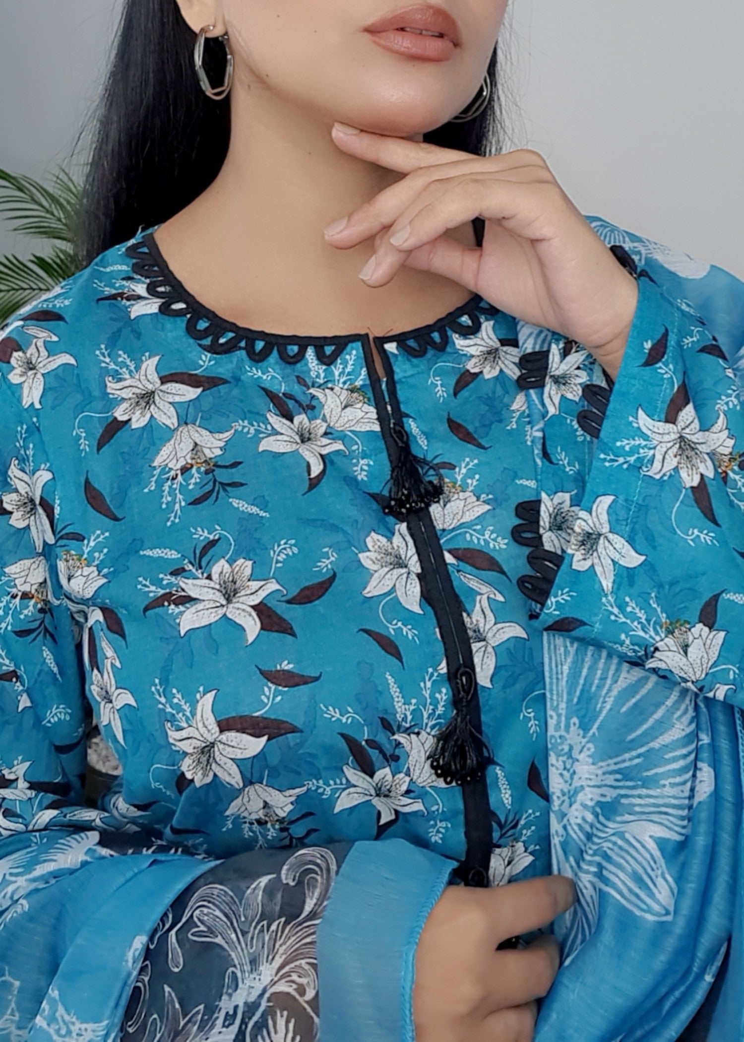 Namal Zara Ltd Summer Pret Lawn Pacific Blue Floral Design Women 3pcs